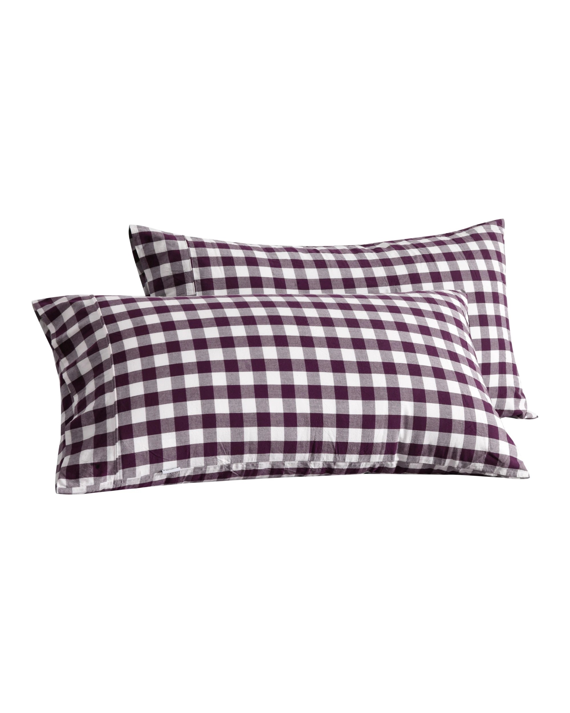 6 Dreamaker Twin Pack Lola Yarn Dyed Washed Cotton Gingham King Pillowcase - Plum, 6 of 6
