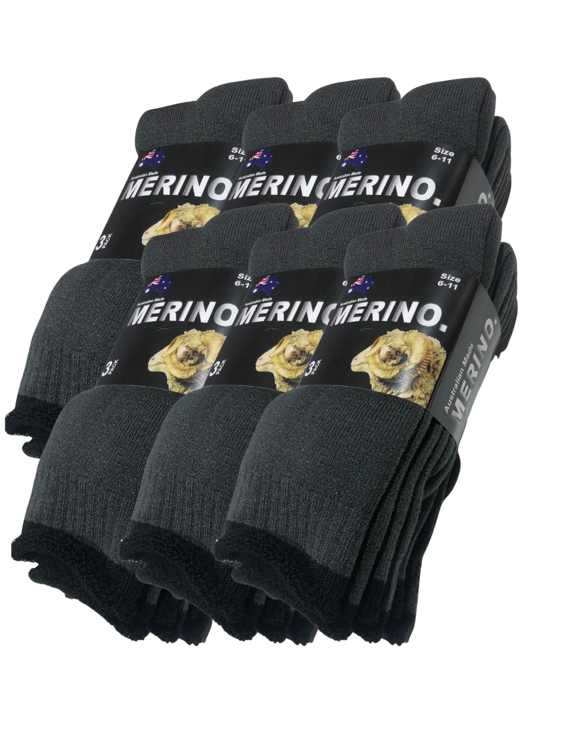 1 BR Home 6 Pairs Mens Merino Wool Work Socks in Dark Grey 11-14 , 1 of 1