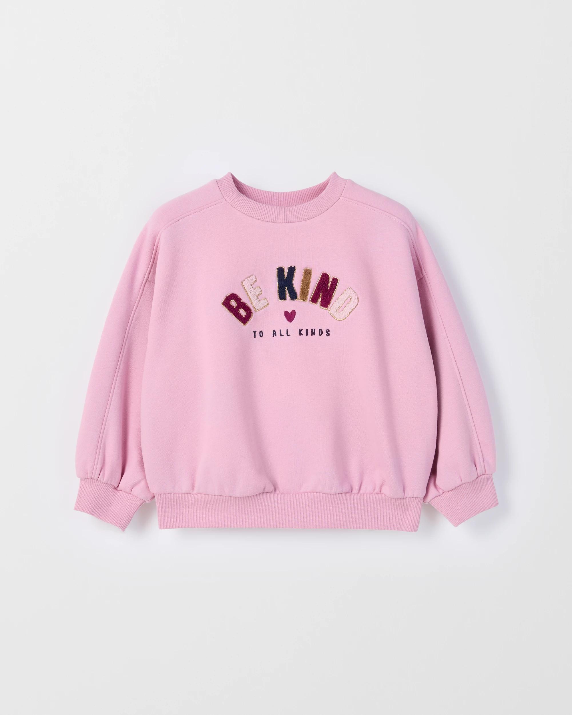 1 Target Kids Australian Cotton Blend Long Sleeve Fashion Jumper BE KIND PINK, 1 of 1