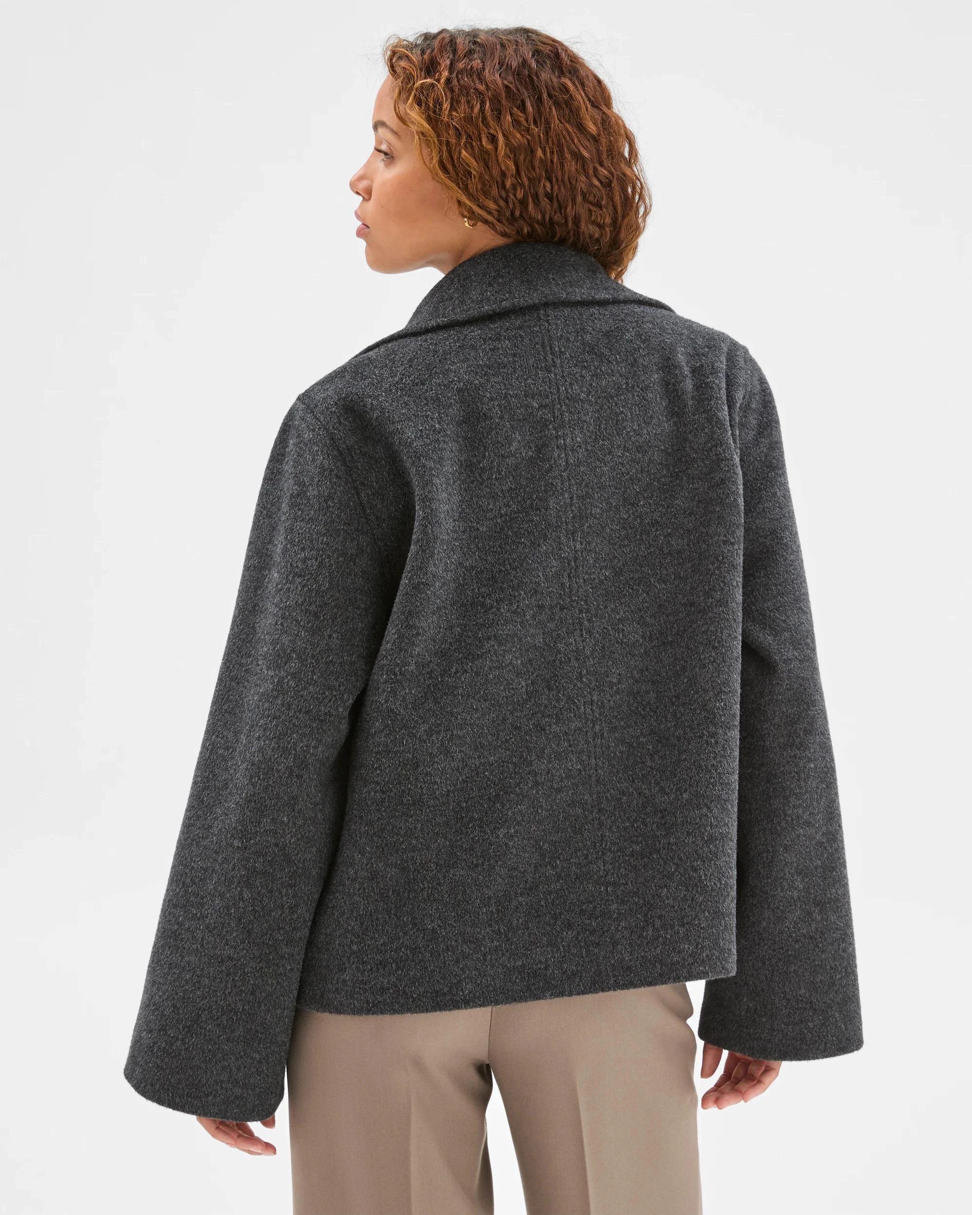 6 Preview Double Breasted Short Coat GREY, 6 of 6