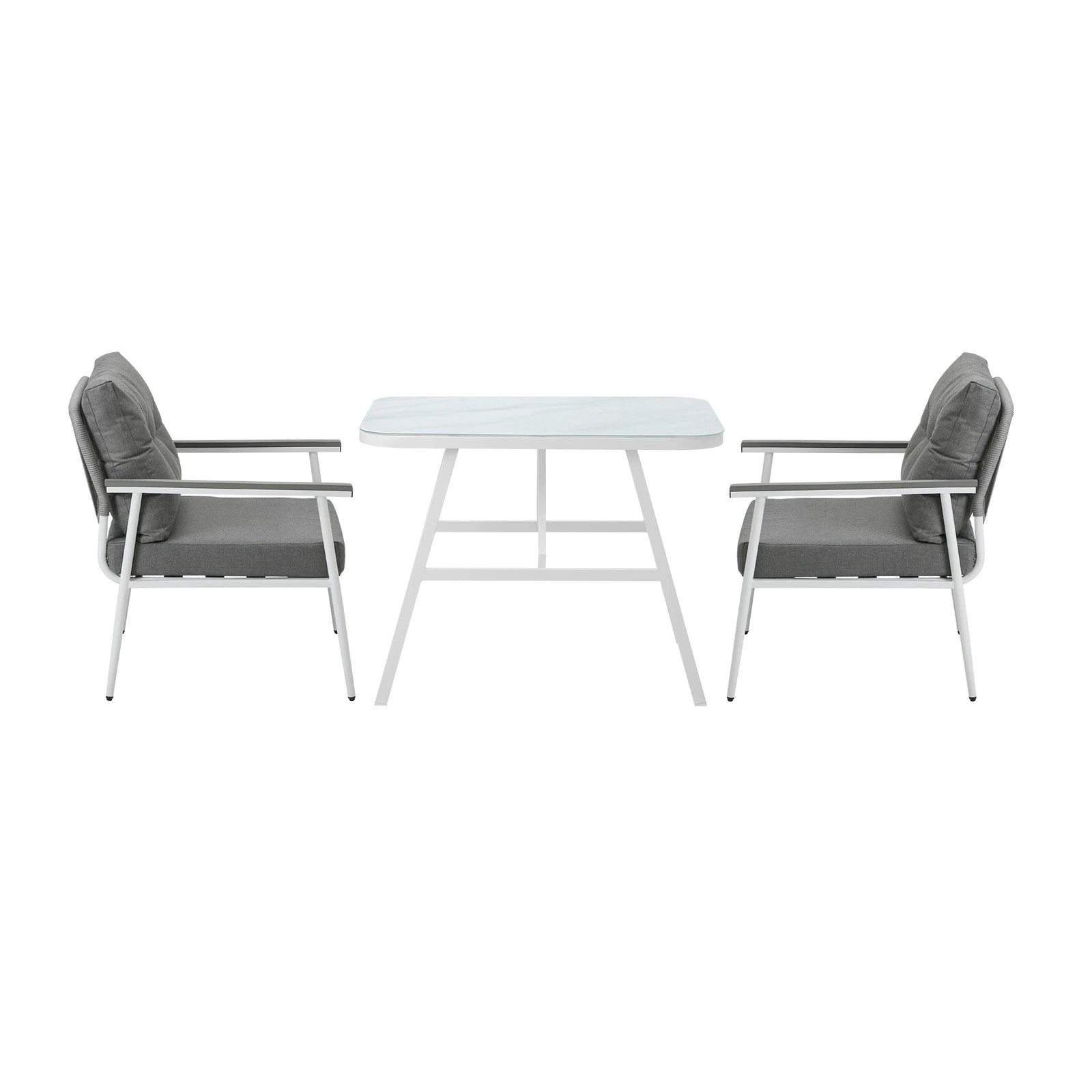 6 Livsip Outdoor Dining Set Garden Furniture Setting Marble-style Table 3 Piece - Multi, 6 of 9