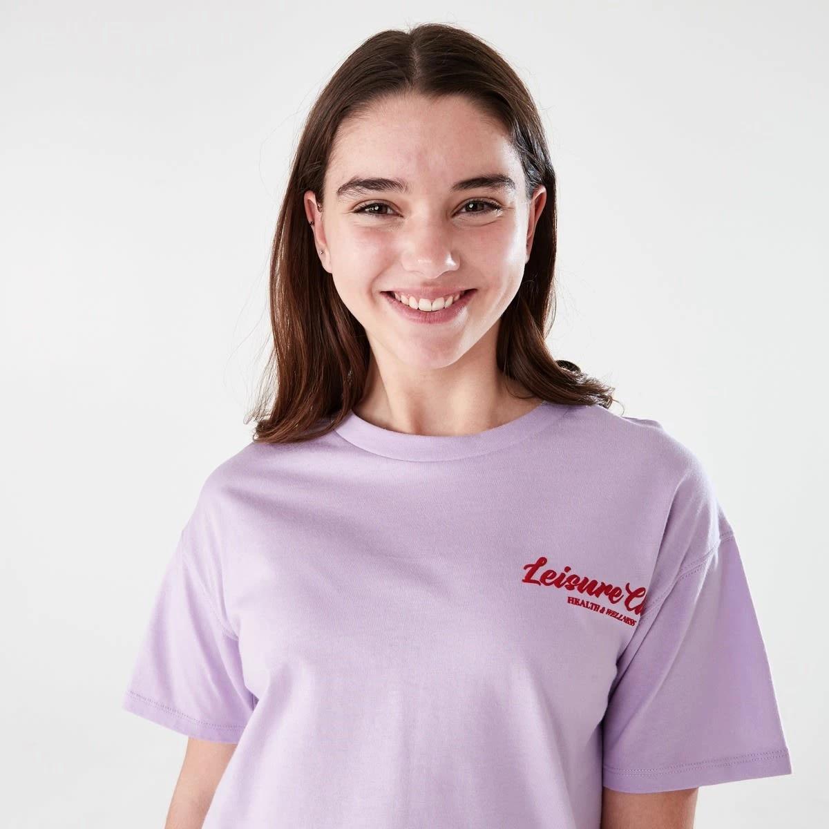 3 Short Sleeve Cropped Print T-shirt LEISURE CLUB PASTEL LILAC, 3 of 8