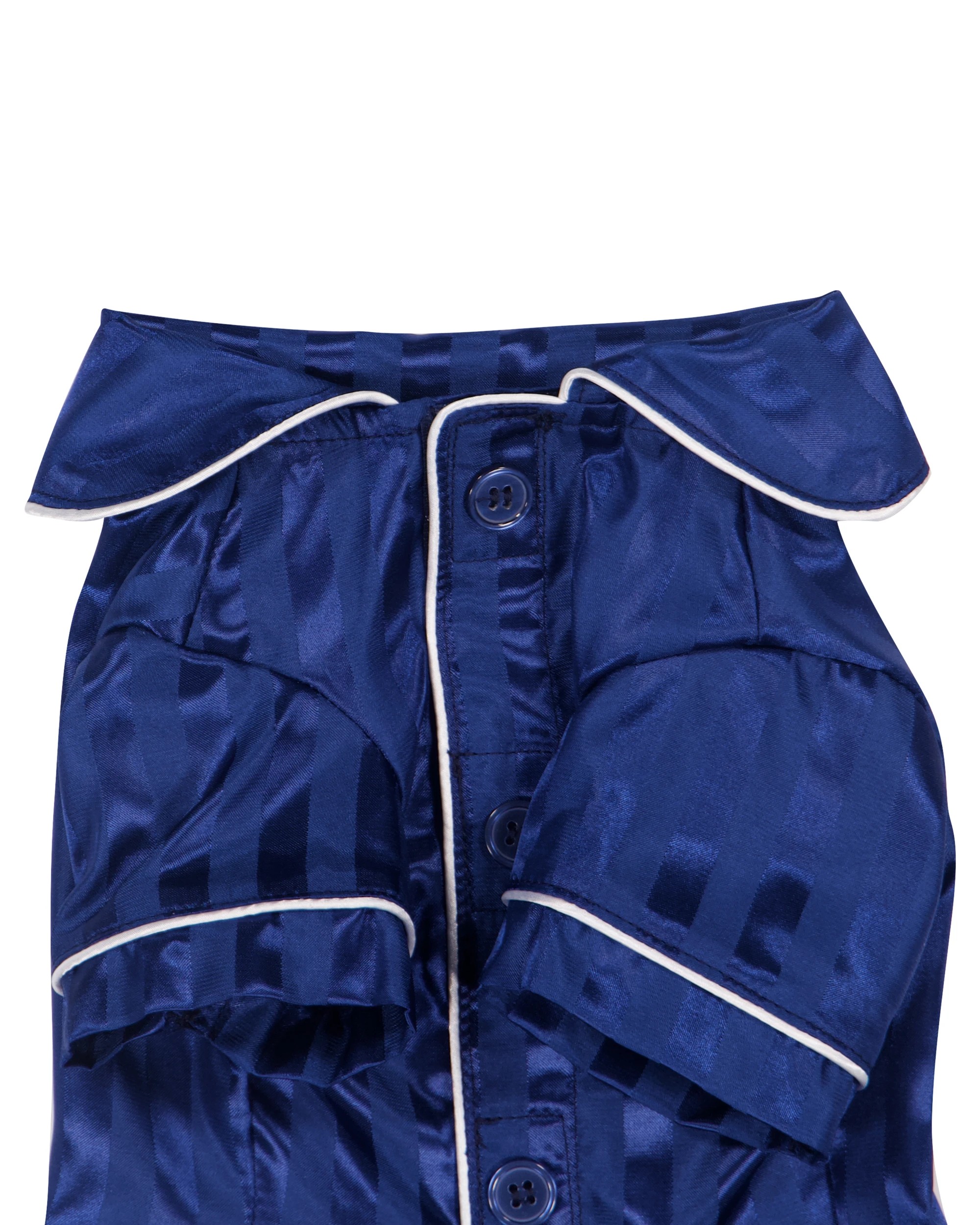 3 Pet Satin Stripe Pyjamas - Small, Navy, 3 of 9