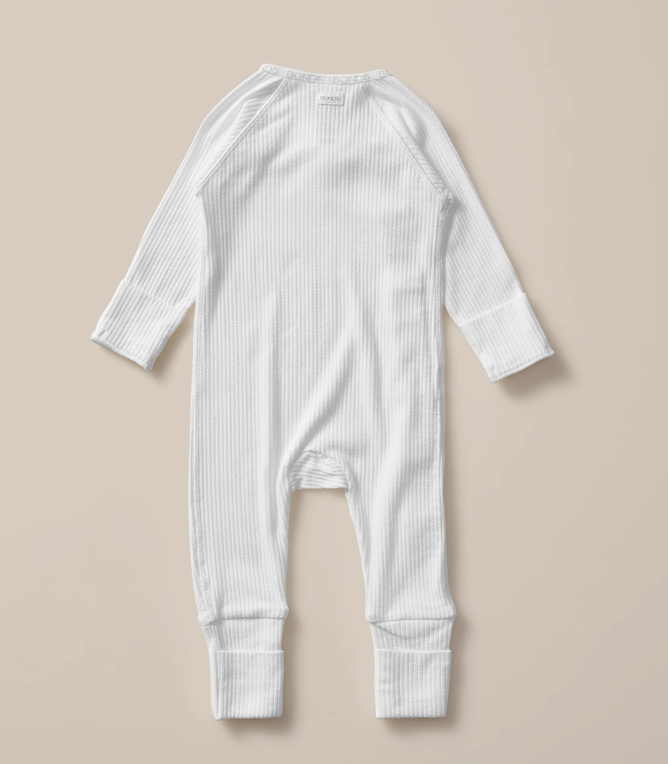 2 Bonds Baby Pointelle Cozysuit WHITE, 2 of 4