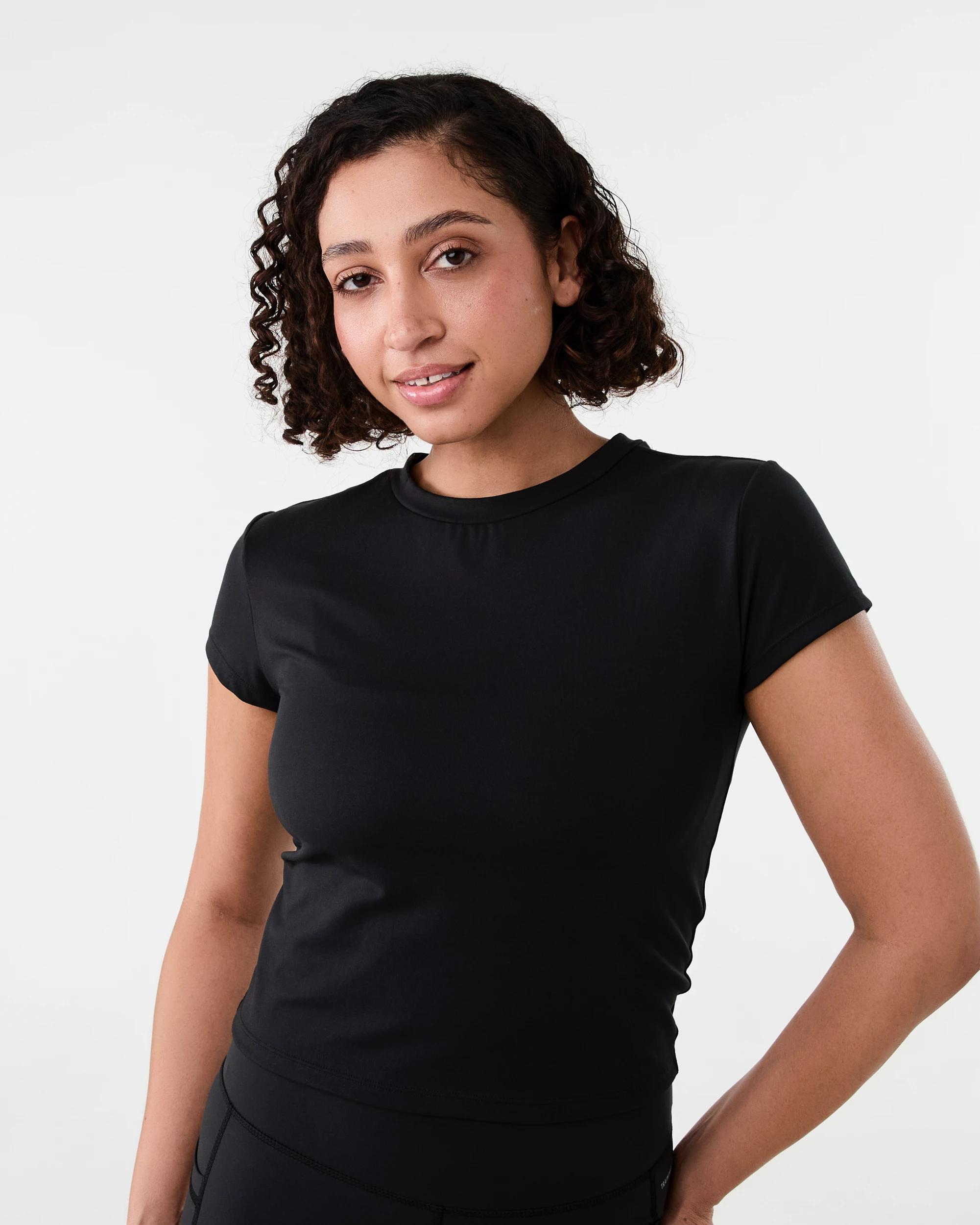 4 Active Womens Ultra Soft Crew Neck T-shirt BLACK, 4 of 6