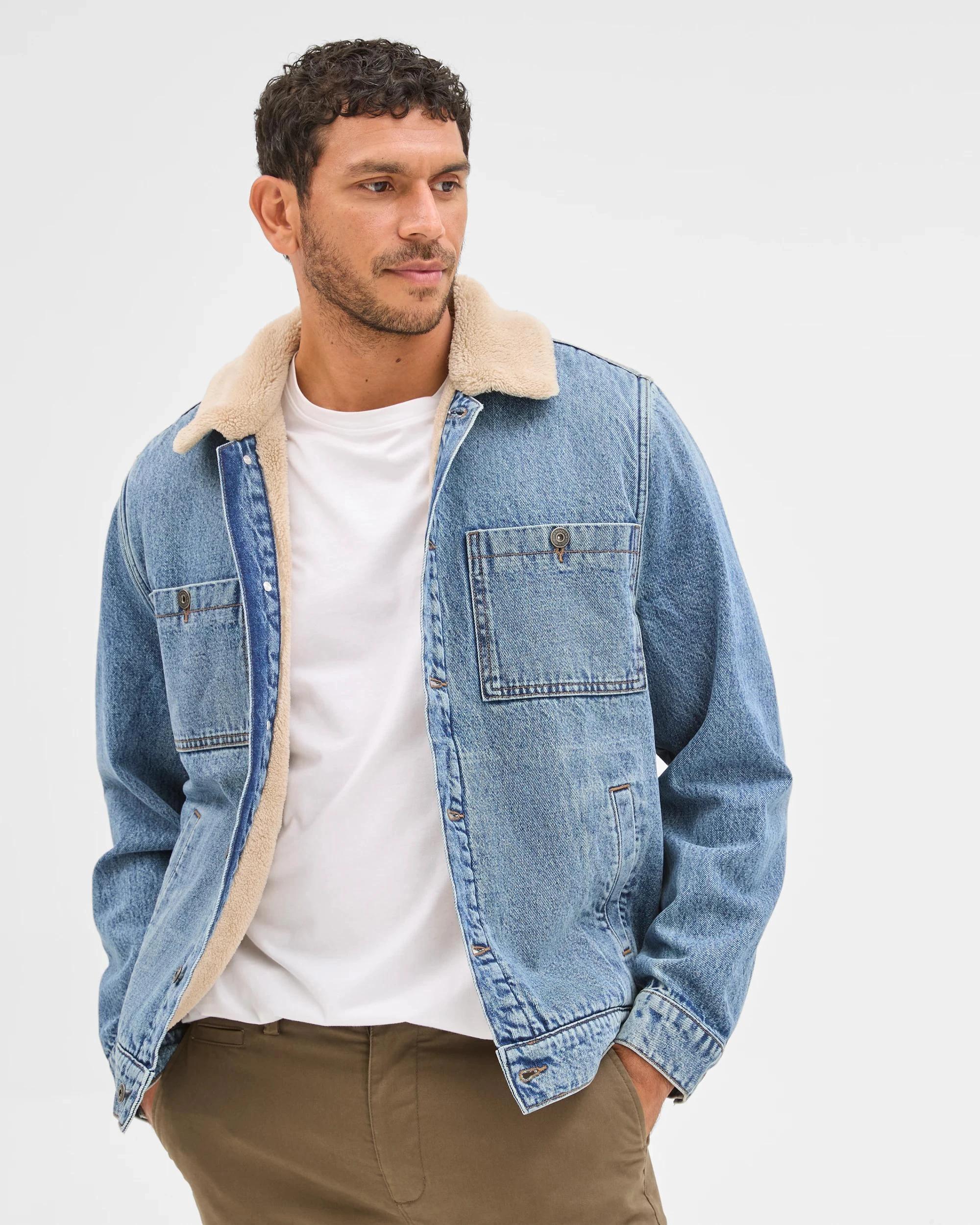 4 Target Denim Denim Sherpa Jacket MID INDIGO, 4 of 7