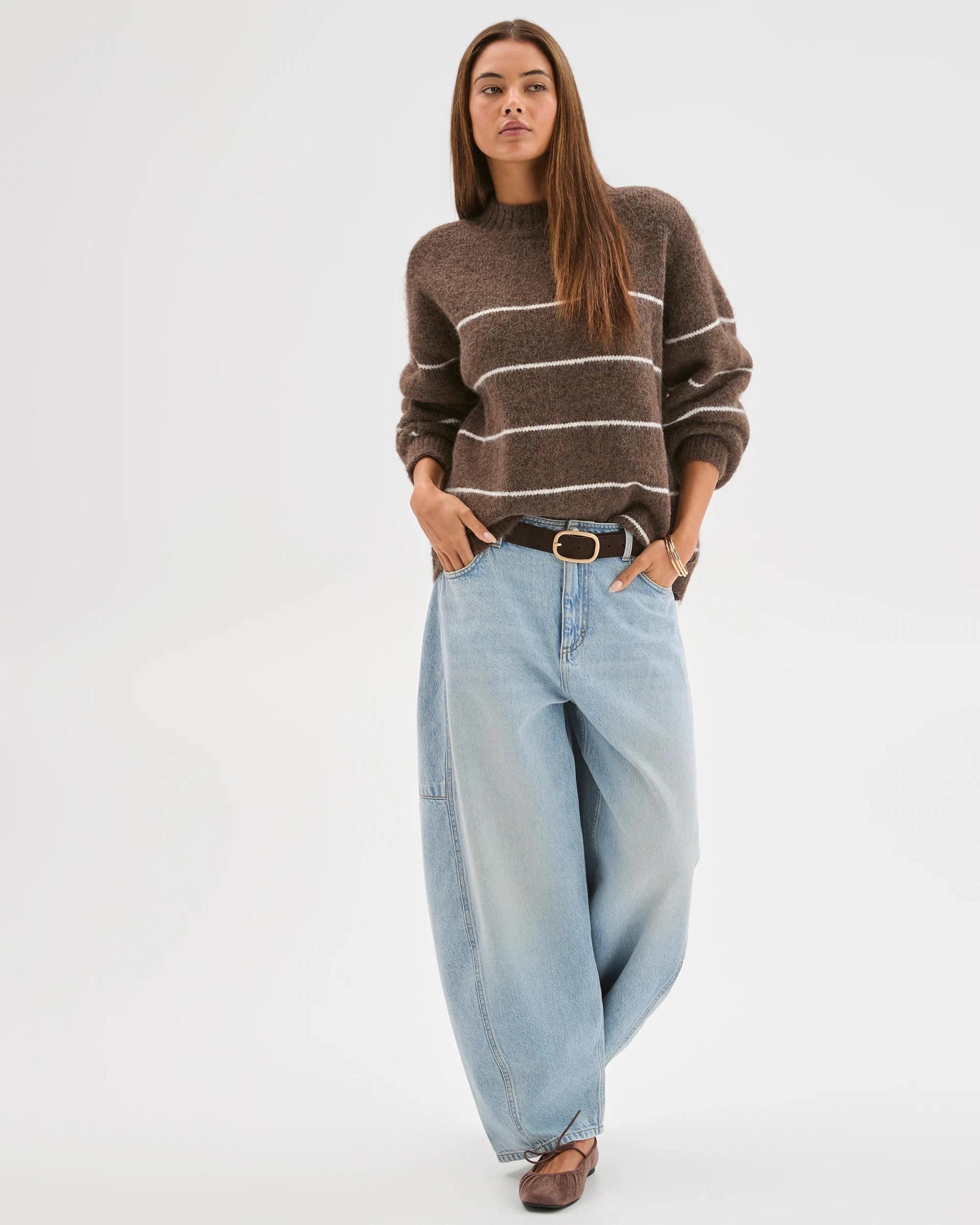 2 Lily Loves Stripe Knit Pullover Jumper BROWN, 2 of 8