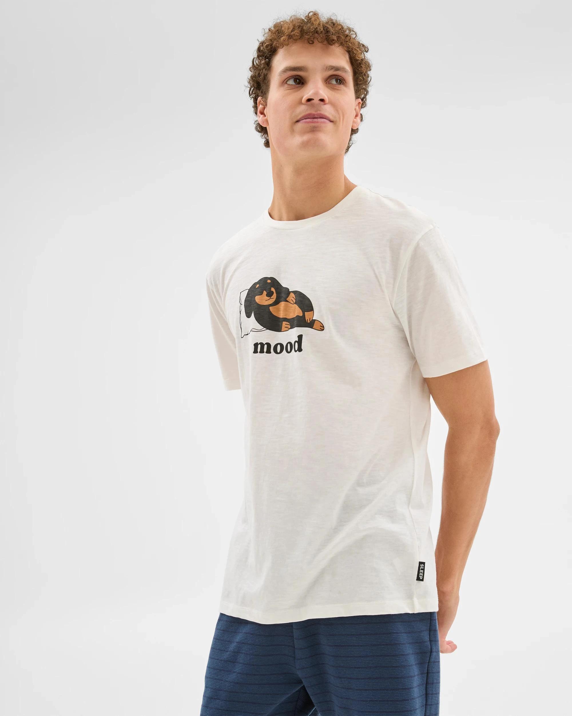 2 Australian Cotton Print Jersey Sleep T-Shirt - Maxx CLOUD DANCER DOG MOOD, 2 of 5