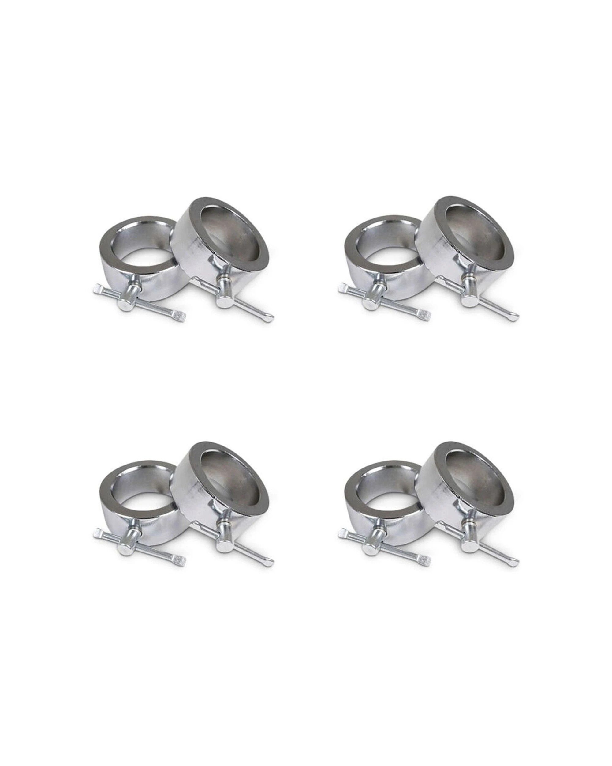 1 BODYWORX Olympic Ring Collars Pair 50mm Barbell 4 Pairs Metal Secure Grip - Silver, 1 of 2