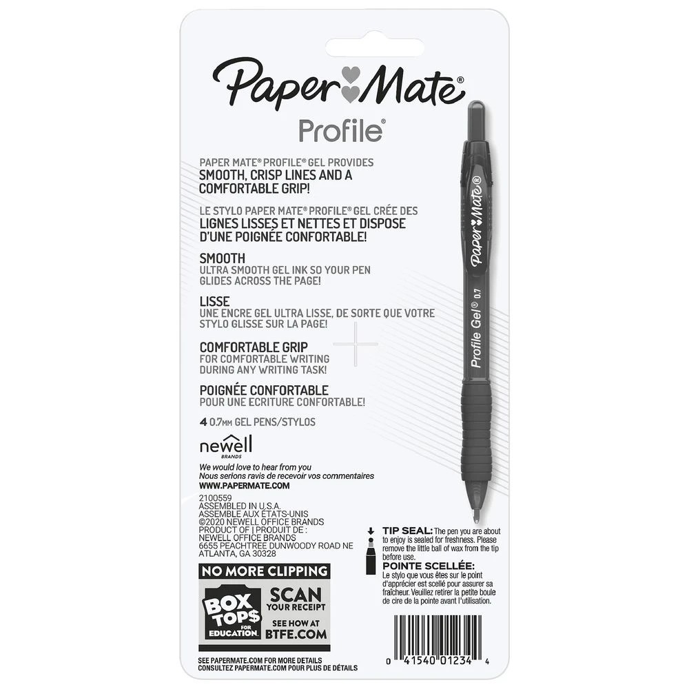 4 Paper Mate Profile Gel Pens 0.7mm Black 4 Pack, 4 of 4