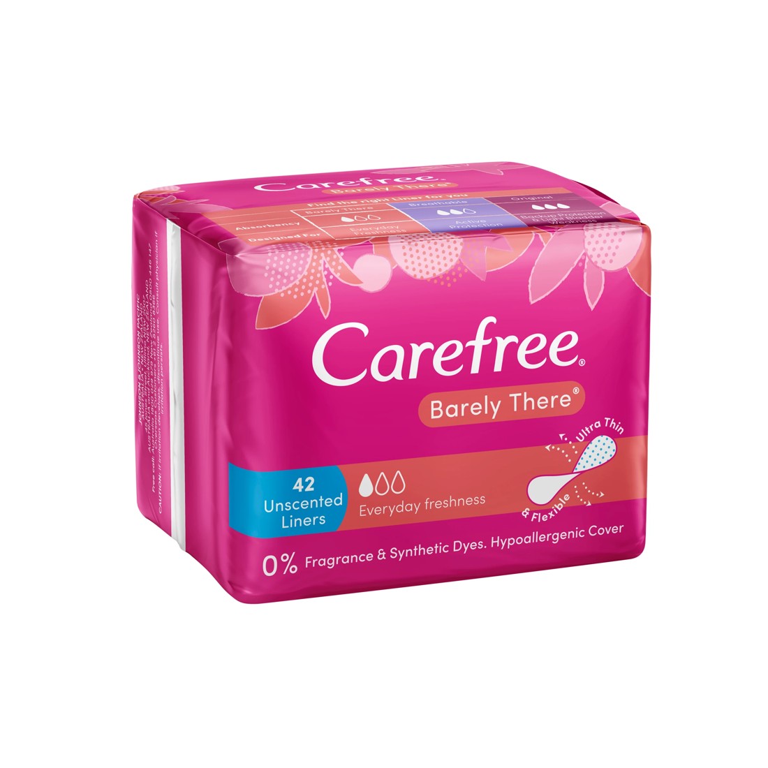 1 Carefree 42 Pack Barely There Unscented Panty Liners, 1 of 6
