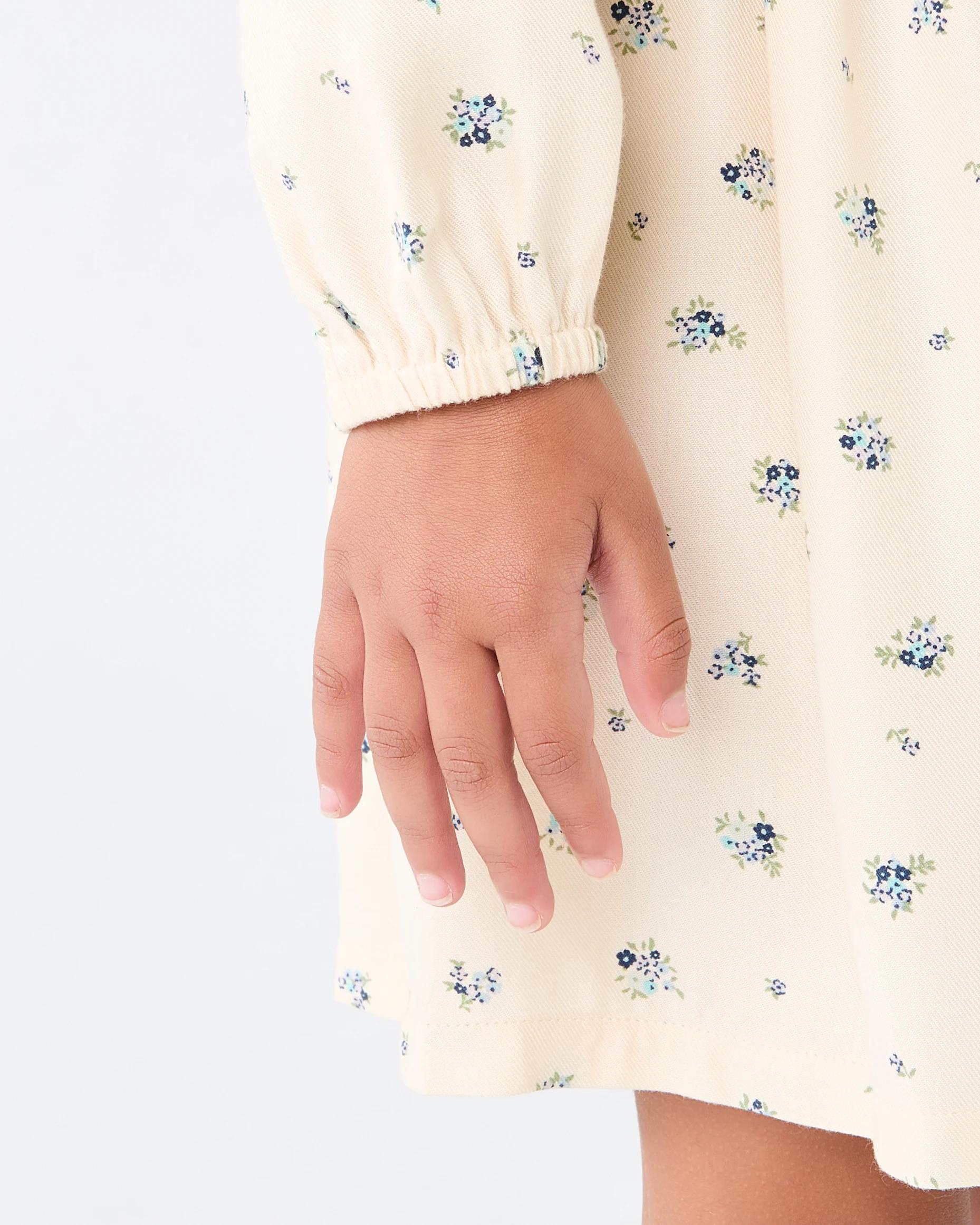 7 Long Sleeves Collared Dress Bge Floral, 7 of 9