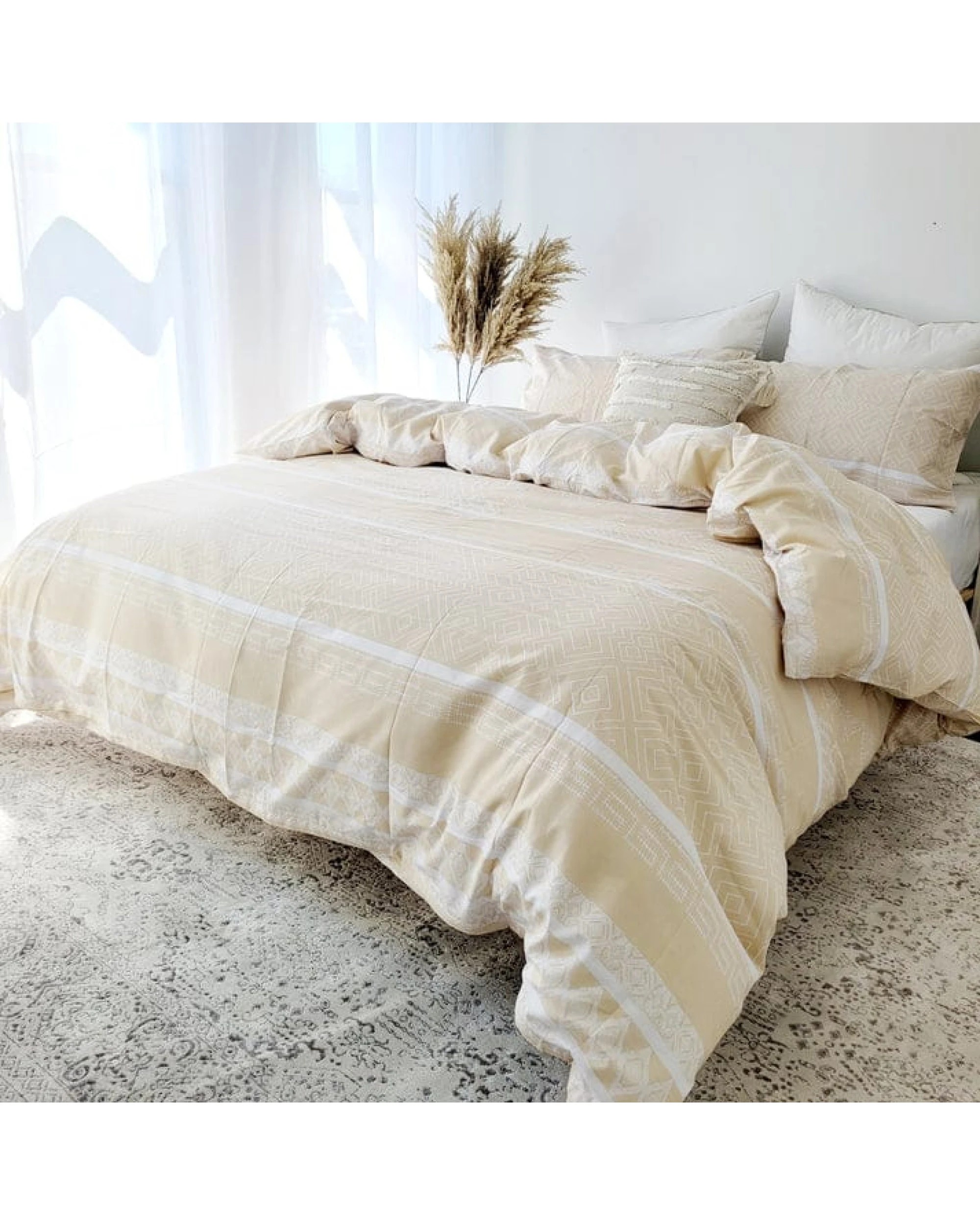 1 Amsons Pure Cotton Quilt Cover Set - Super King Bed - Beige, 1 of 1