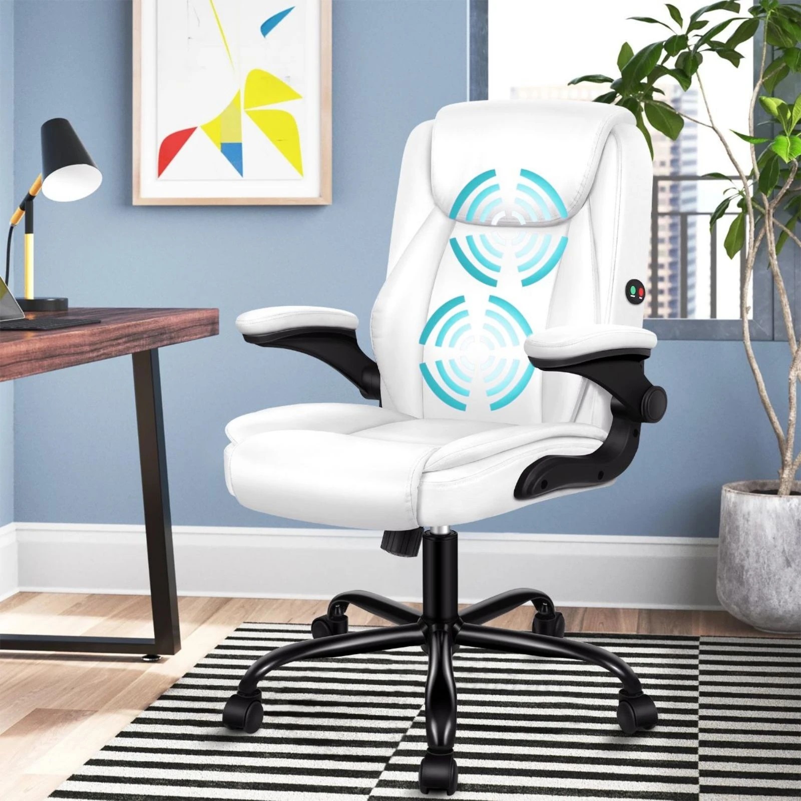 2 Alfordson Massage Office Chair Executive Computer Gaming Seat PU Leather - White, 2 of 10