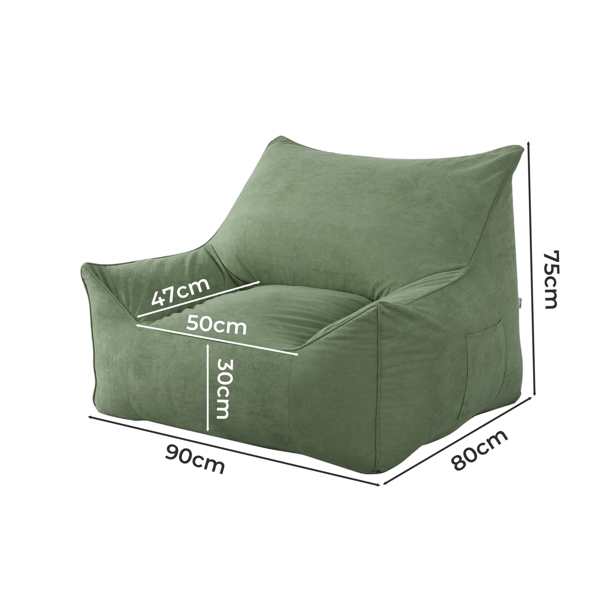 3 Marlow Bean Bag Chair Cover Suede Indoor Home Game Lounger Seat Lazy Sofa - Green, 3 of 8