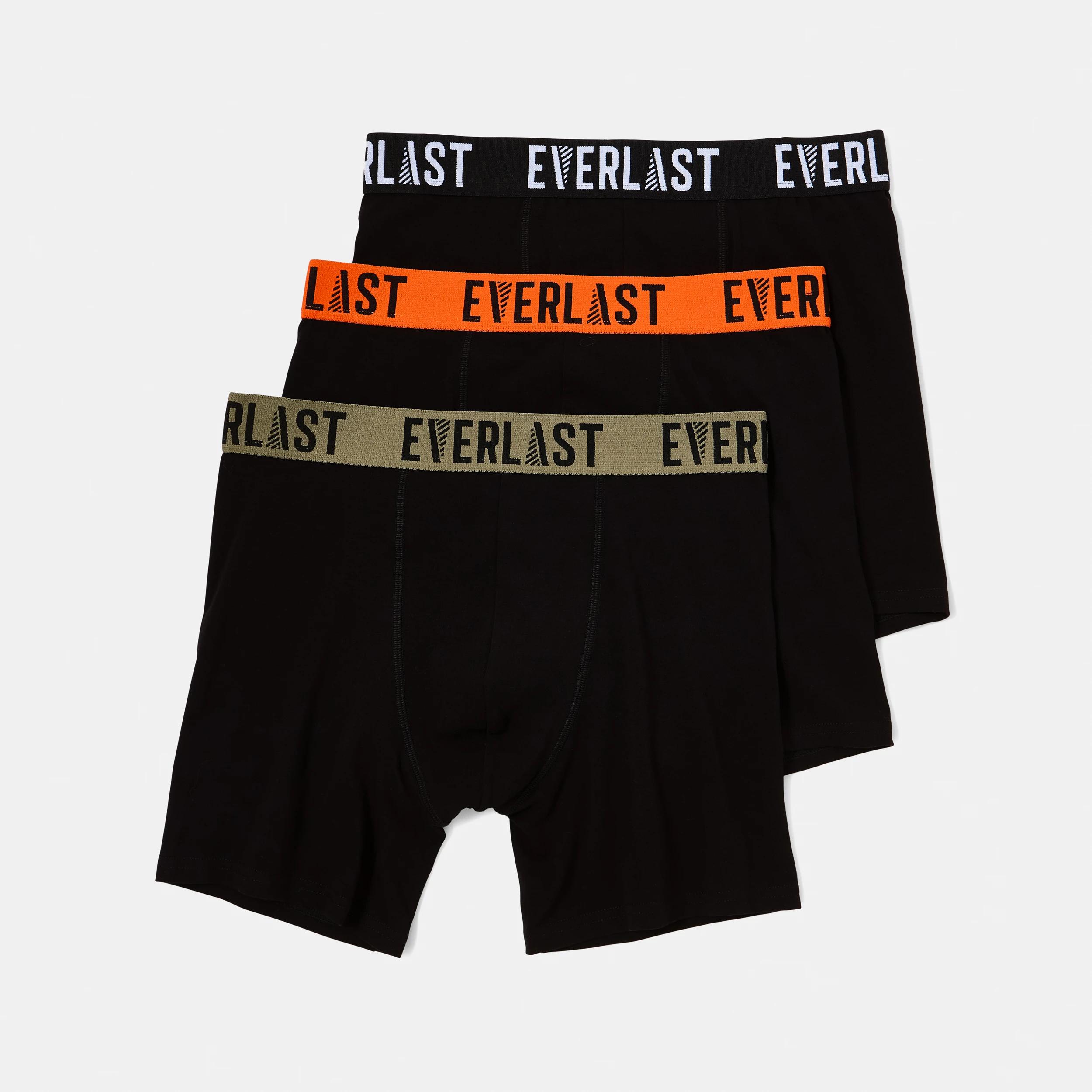 1 3 Pack Everlast Mens Mid Length Trunks EVERLAST BLACK, 1 of 8