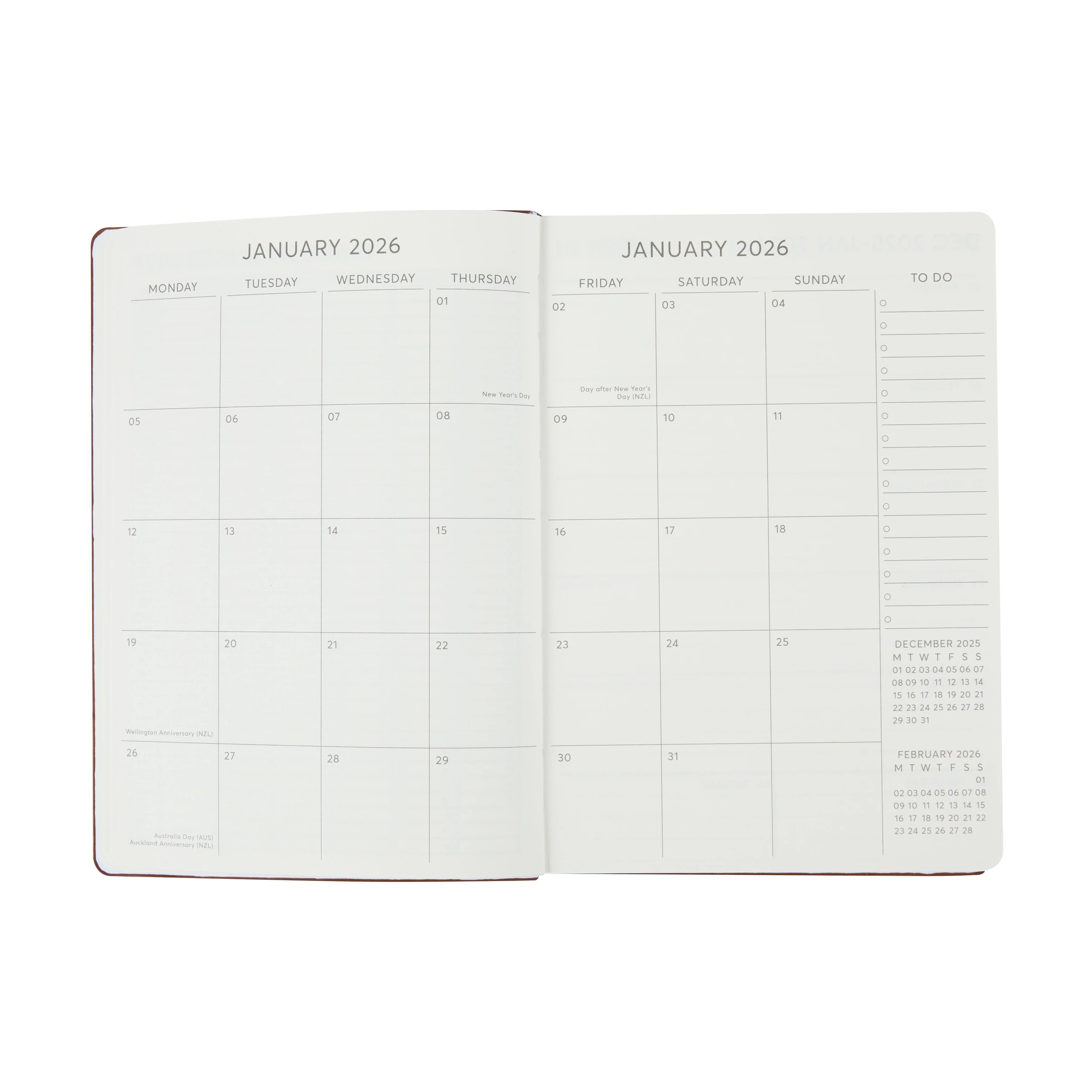 2 2026 Weekly Diary - Tan, 2 of 8