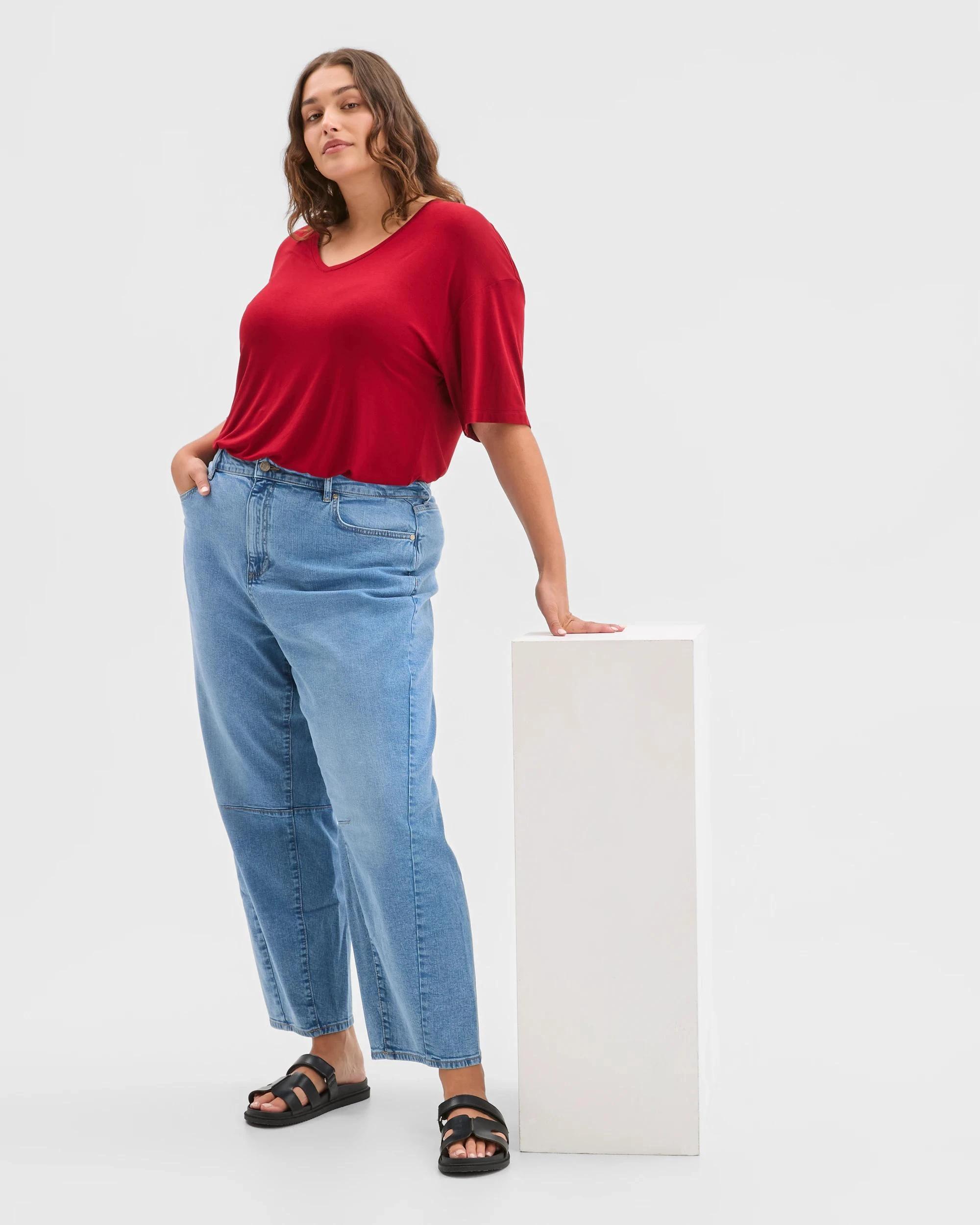 6 Target Curve Plus Size Denim Forward Seam Barrel Leg Jeans INDIGO, 6 of 6