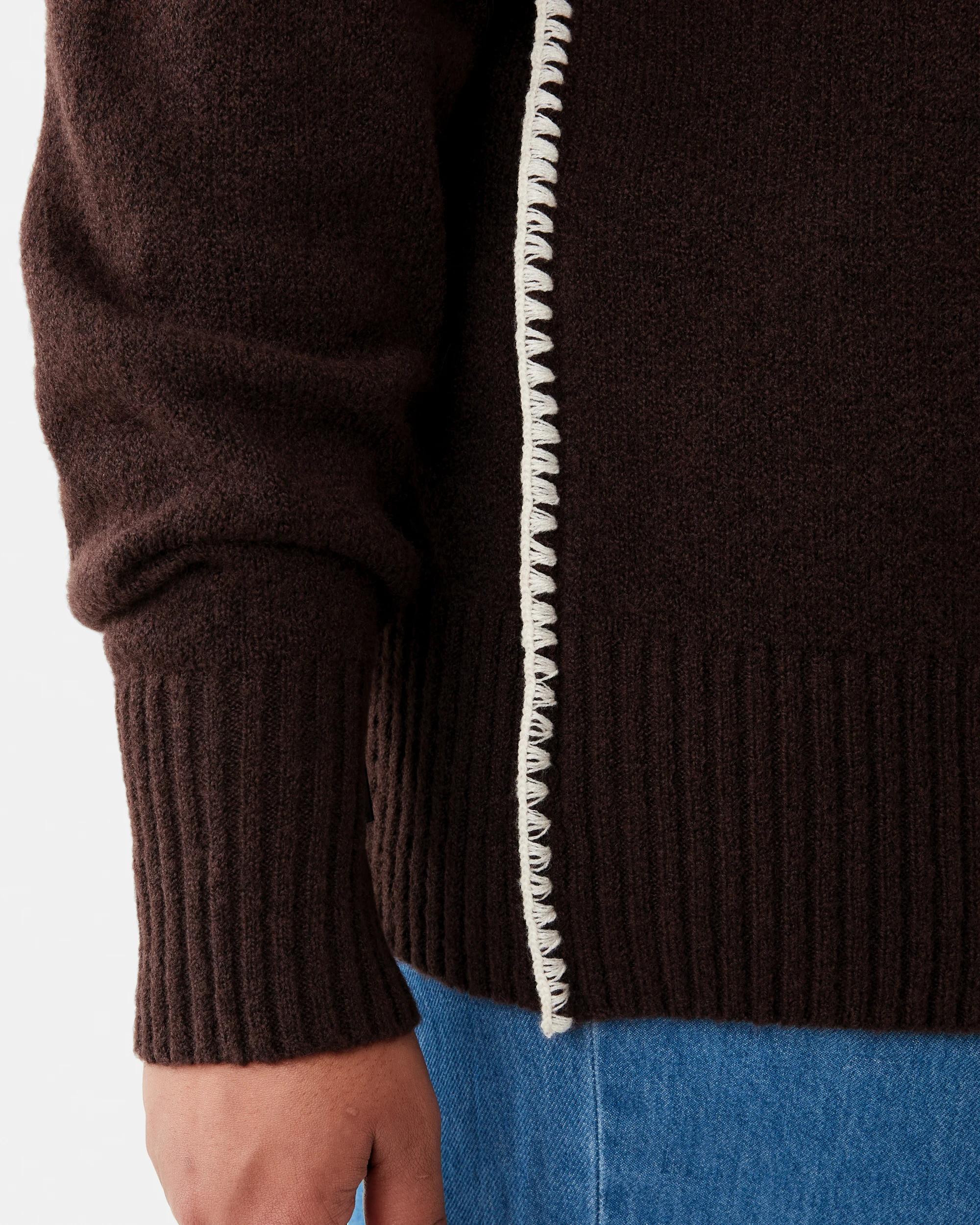 6 Curve Long Sleeve Blanket Stitch Jumper Choc Plum, 6 of 6