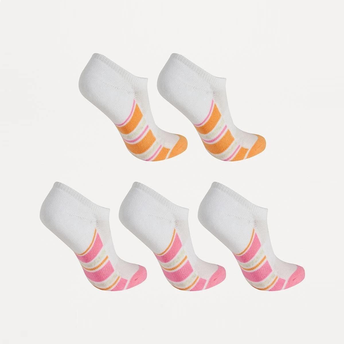 2 5 Pack Terry Sneaker Socks VARIGATED STRIPE FONDANT PINK, 2 of 3