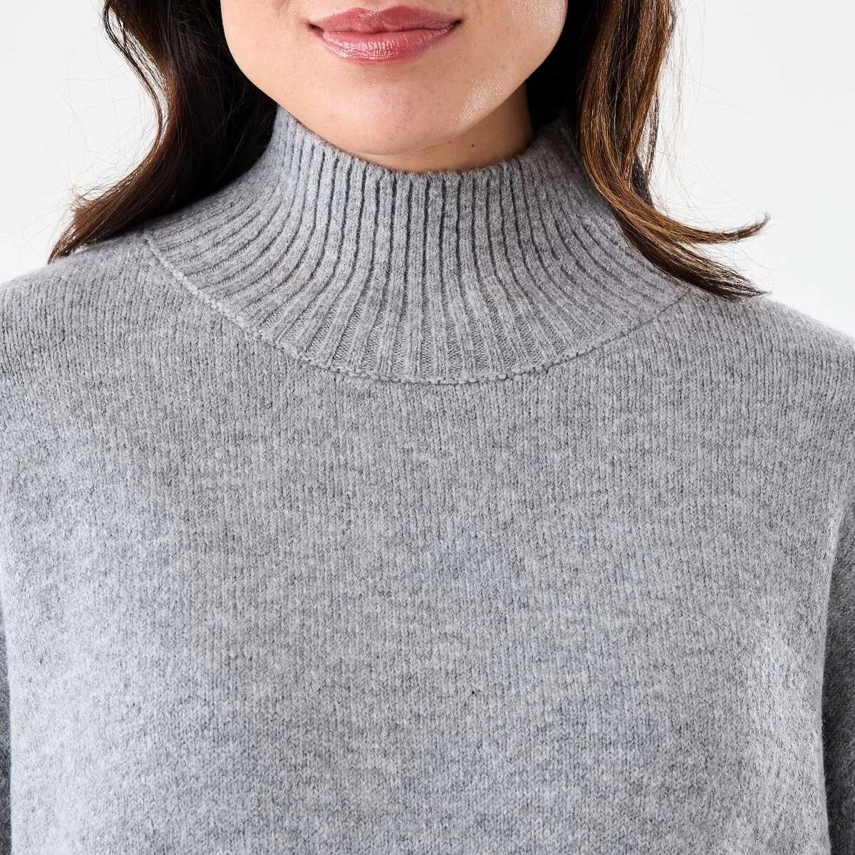 6 Funnel Split Hem Jumper Gry Chmrle, 6 of 7