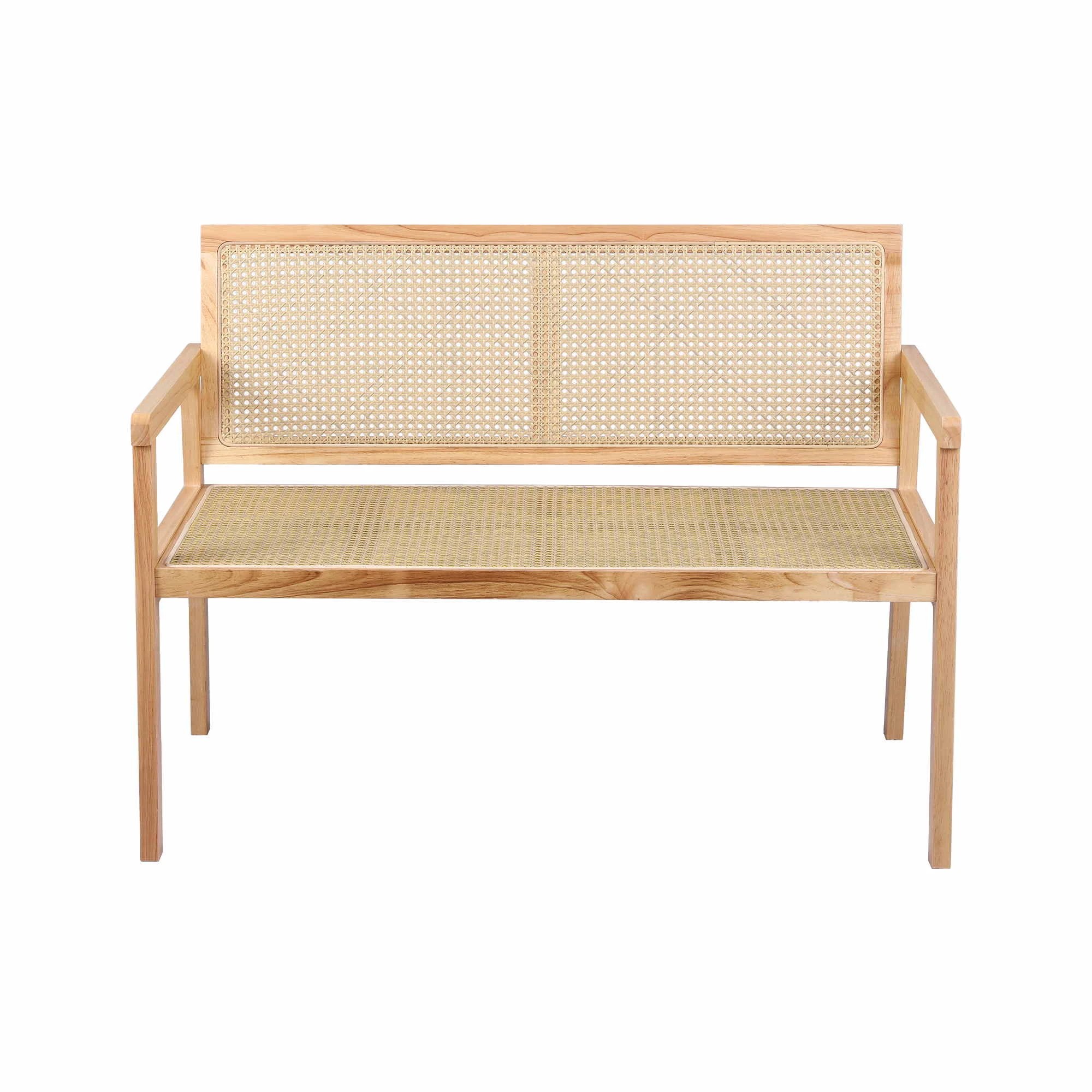 3 Gardeon Garden Bench Wooden Bench Outdoor PVC Woven Seat Backrest 107cm - Natural, 3 of 7