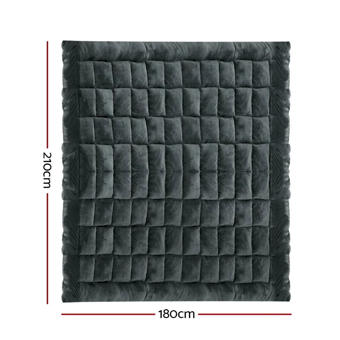 8 Giselle Bedding Faux Mink Quilt Charcoal Double - Double Bed - Charcoal, 8 of 8