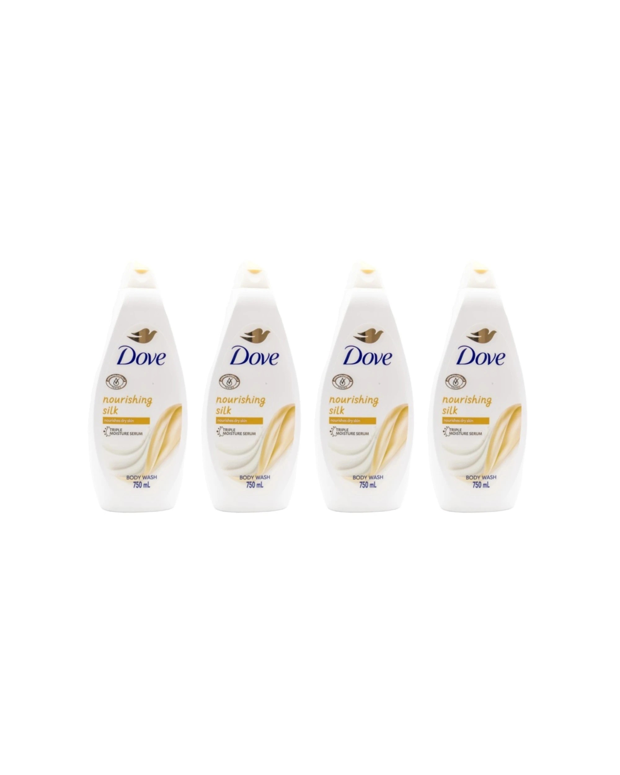 1 Dove 4PK Nourishing Silk Triple Moisture Serum Body Wash For Dry Skin 750ml - White, 1 of 3