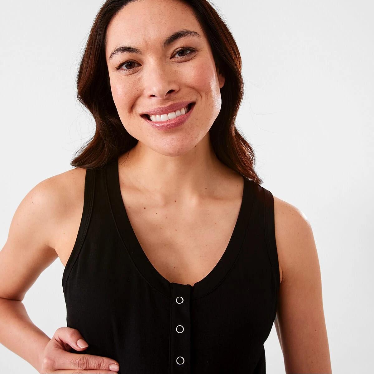 4 Maternity Sleeveless Scoop and Henley Neck Tank Black, 4 of 6