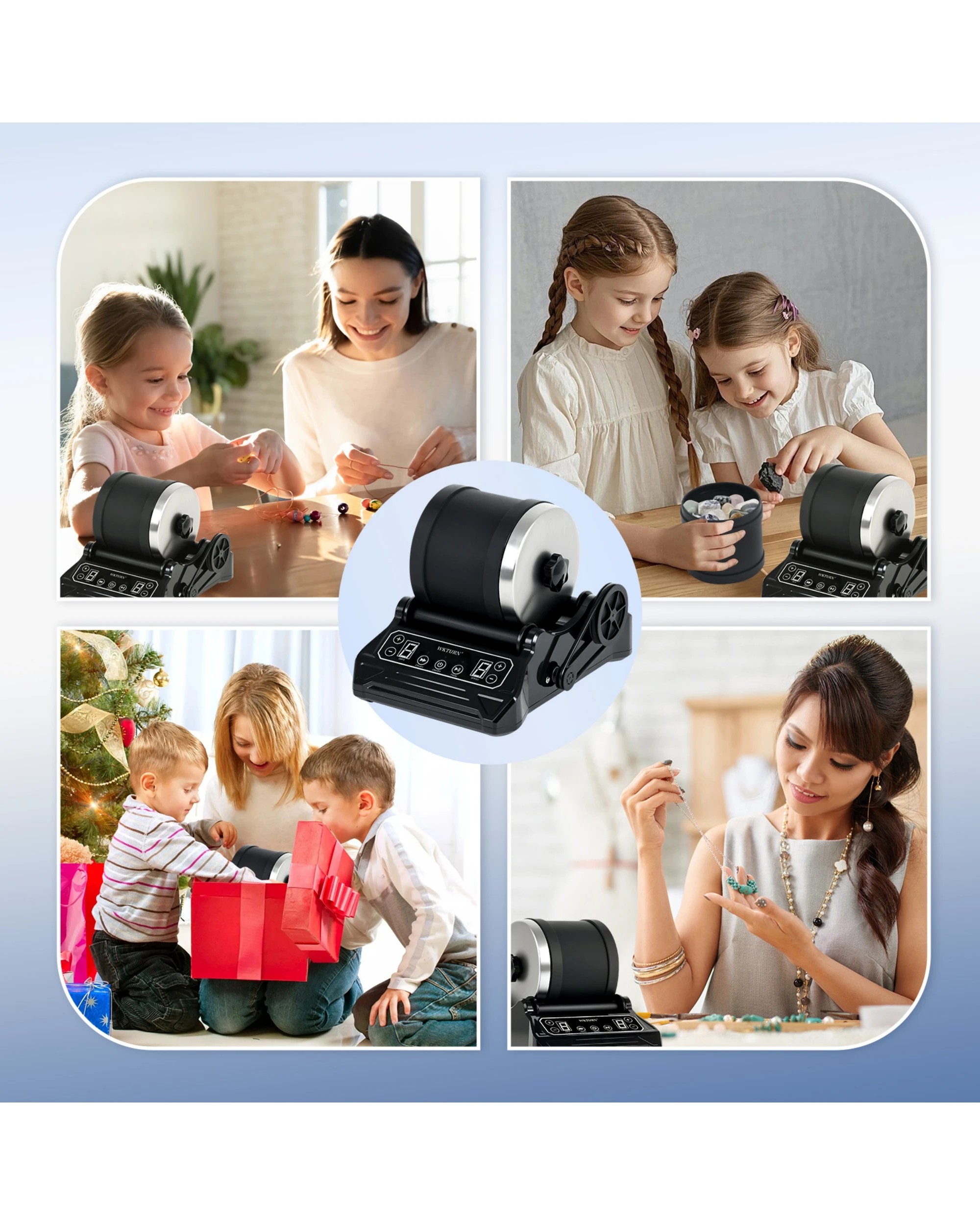 6 Advwin Electric Rock Tumbler for Kids Advanced Rock Polisher - Black, 6 of 8