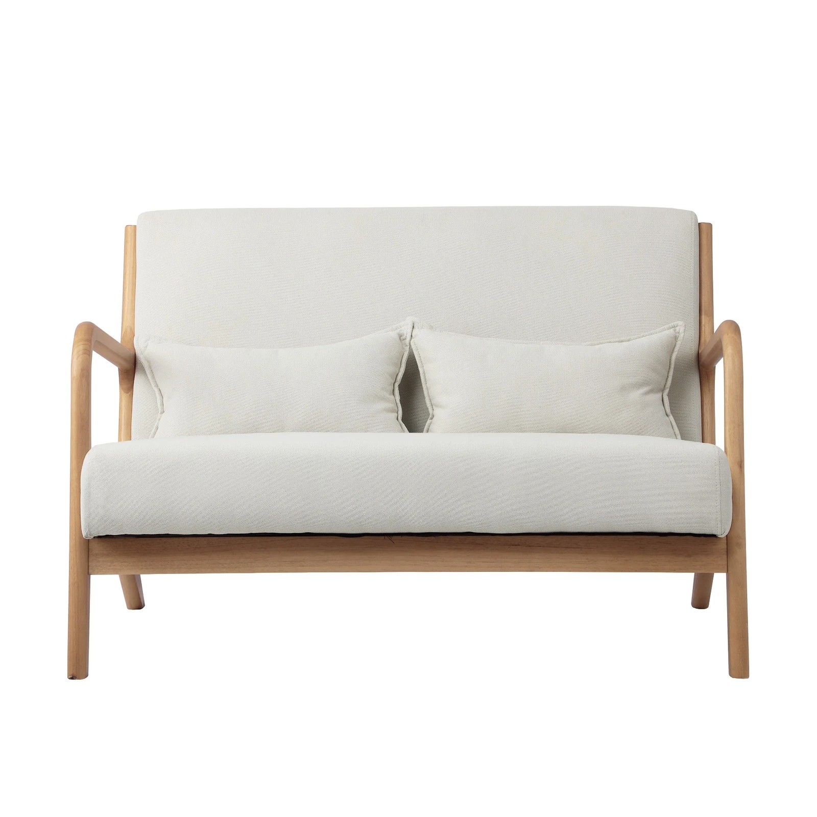 9 Oikiture 2X Armchair Lounge Chair Accent Armchairs Couches Sofa Wood Light - Beige, 9 of 10