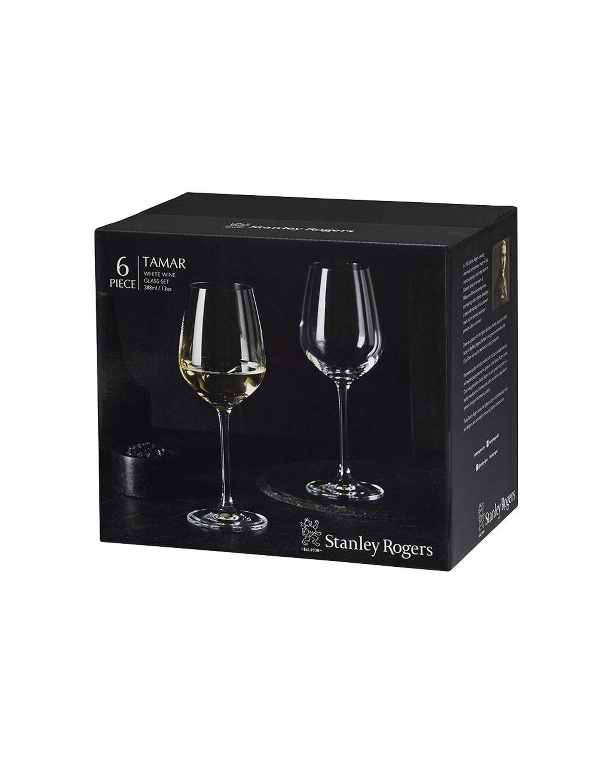 3 Stanley Rogers 6pc Tamar Traditional Wine Crystal Glass Party Set 388ml - Clear, 3 of 3