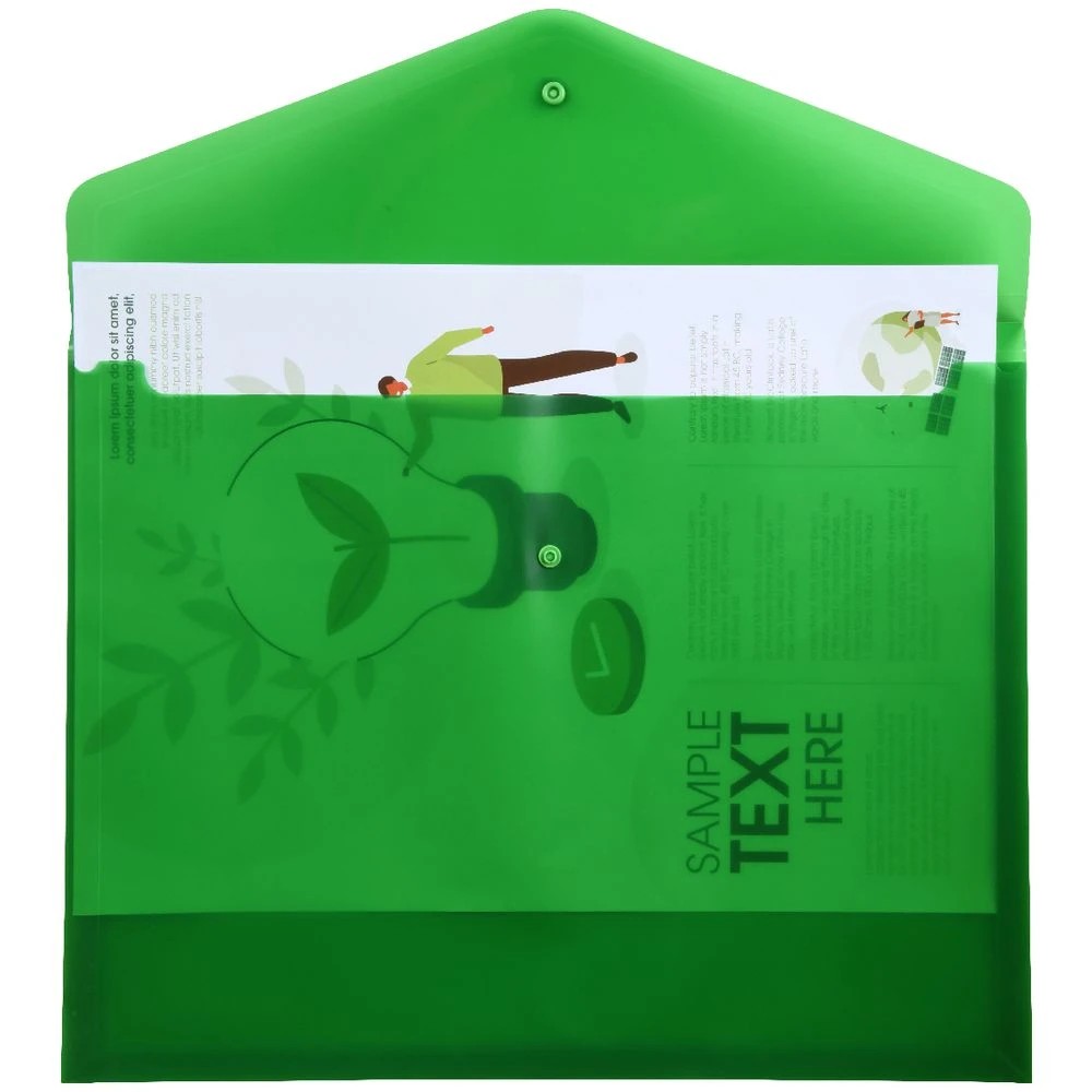 2 J.Burrows A3 Button Document Wallet Green, 2 of 3