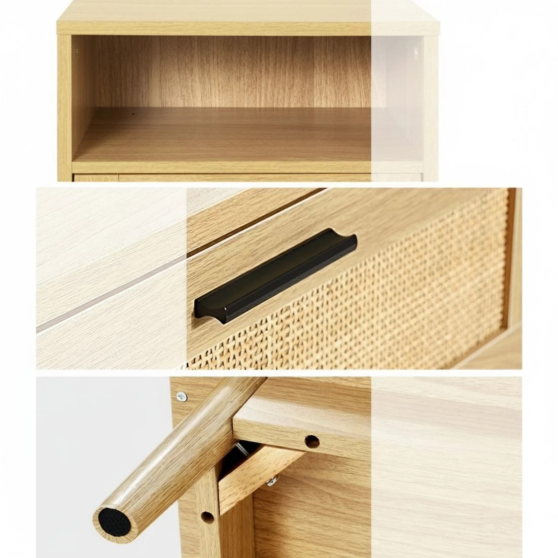 6 Artiss Rattan Bedside Table 1 Drawer with Shelf - Natural, 6 of 6