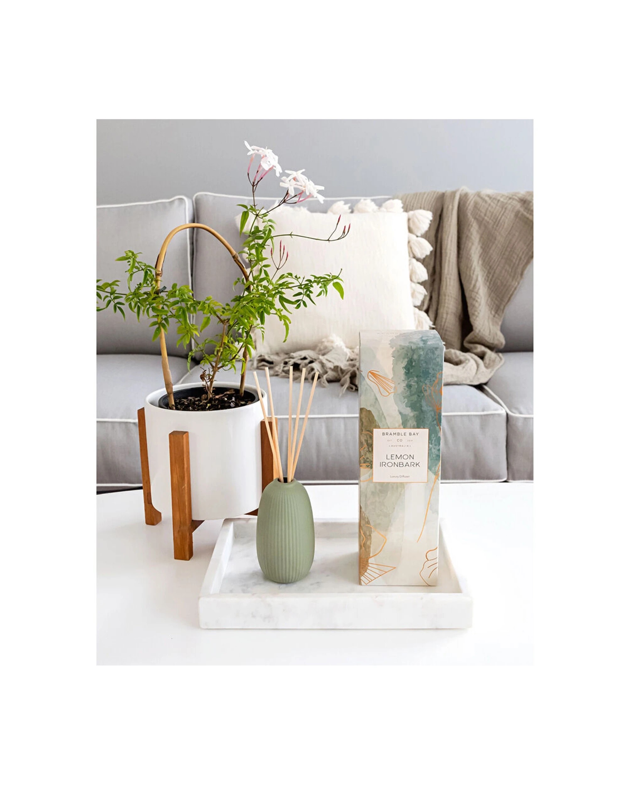 4 Bramble Bay Native Reed Diffuser Lemon Ironbark Scented Home Fragrance 150m - Green, 4 of 5
