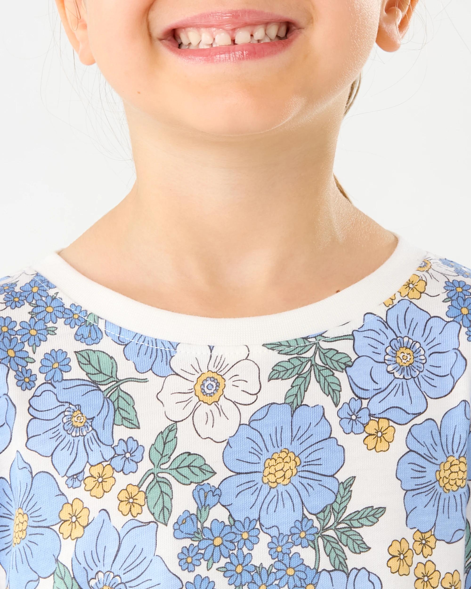 6 Long Sleeve Jersey Dress Wht Floral, 6 of 7