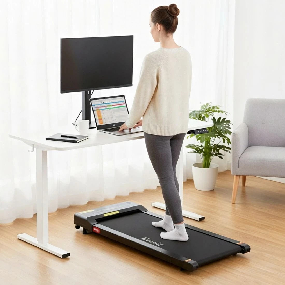 4 Artiss Electric Treadmill with 140cm Automatic Standing Desk Walking Pad 400mm - Multi, 4 of 9
