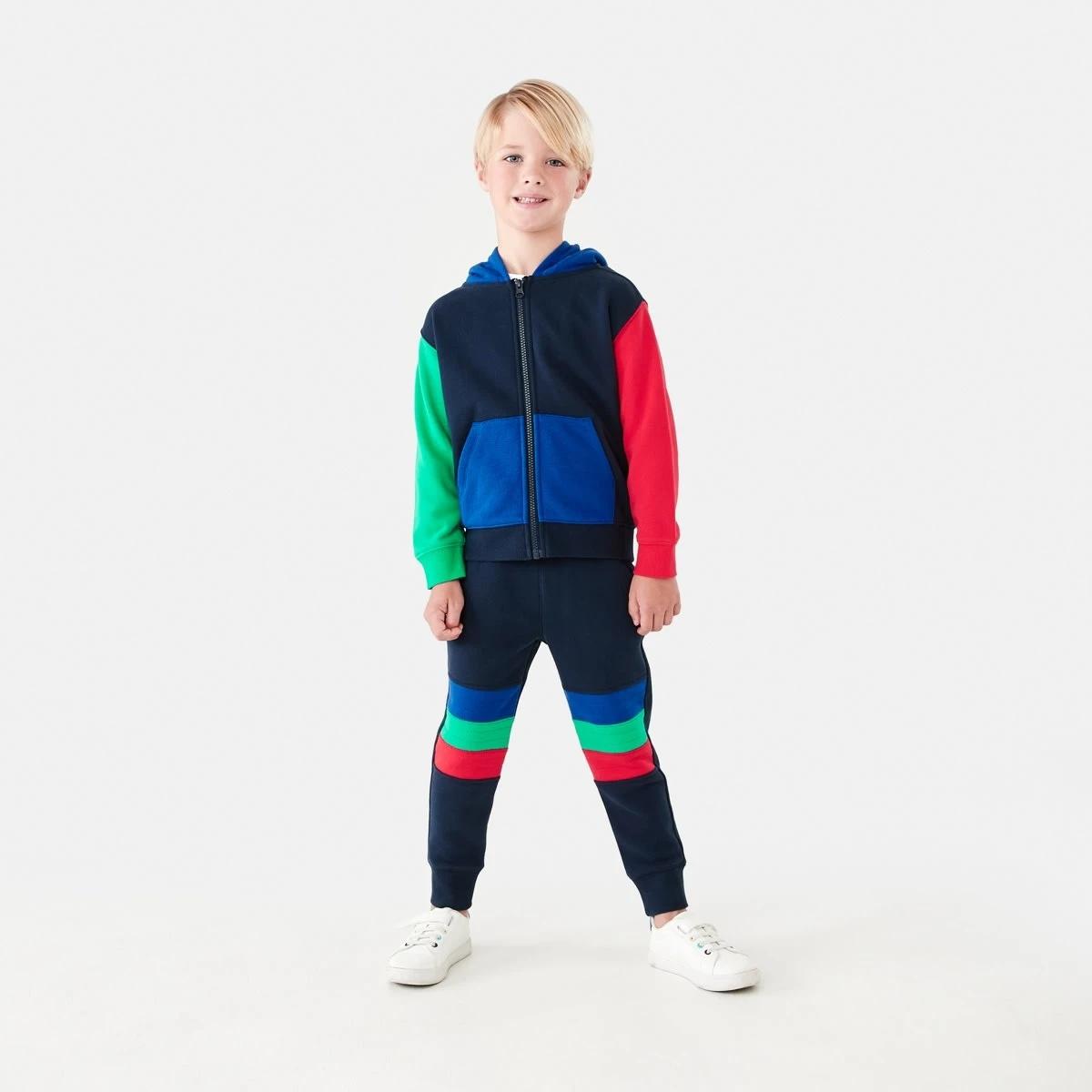 7 Colour Block Zip Front Hoodie Dress Navy, 7 of 10