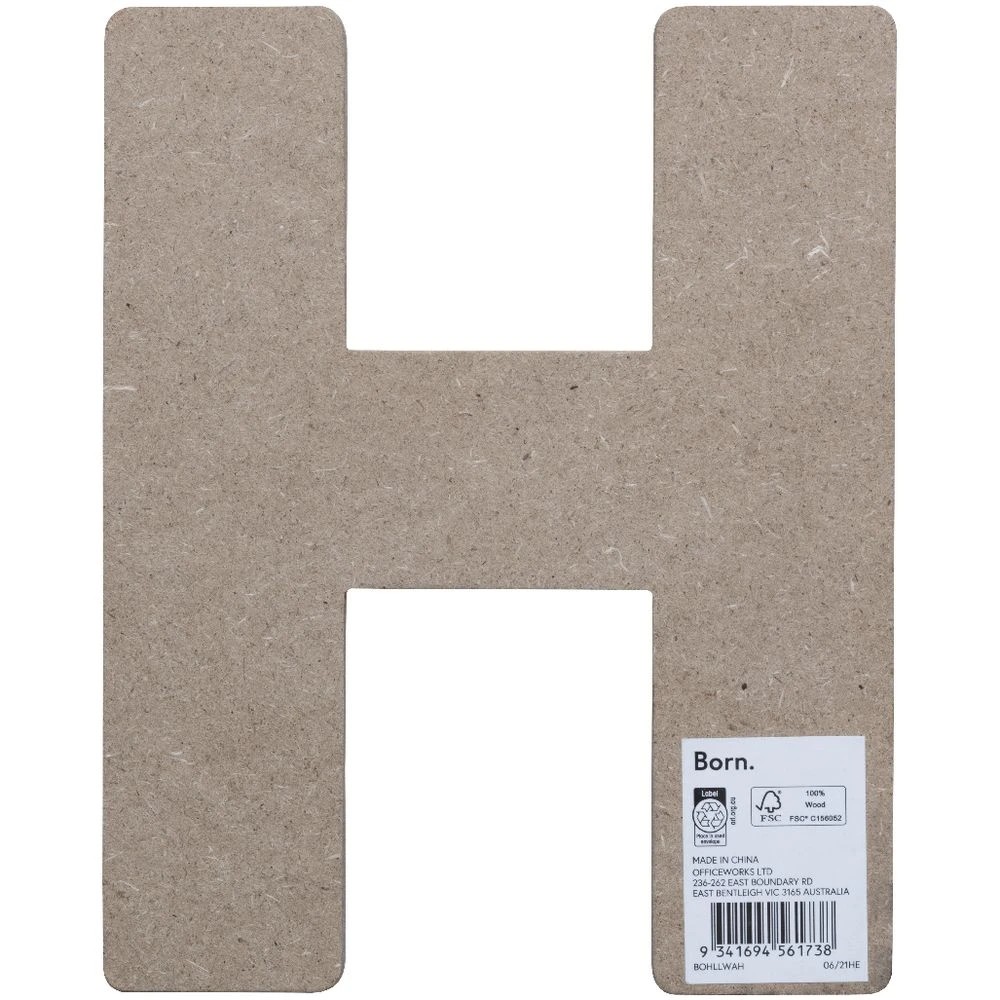 2 Born Wooden Alphabet Letter H 20cm, 2 of 3