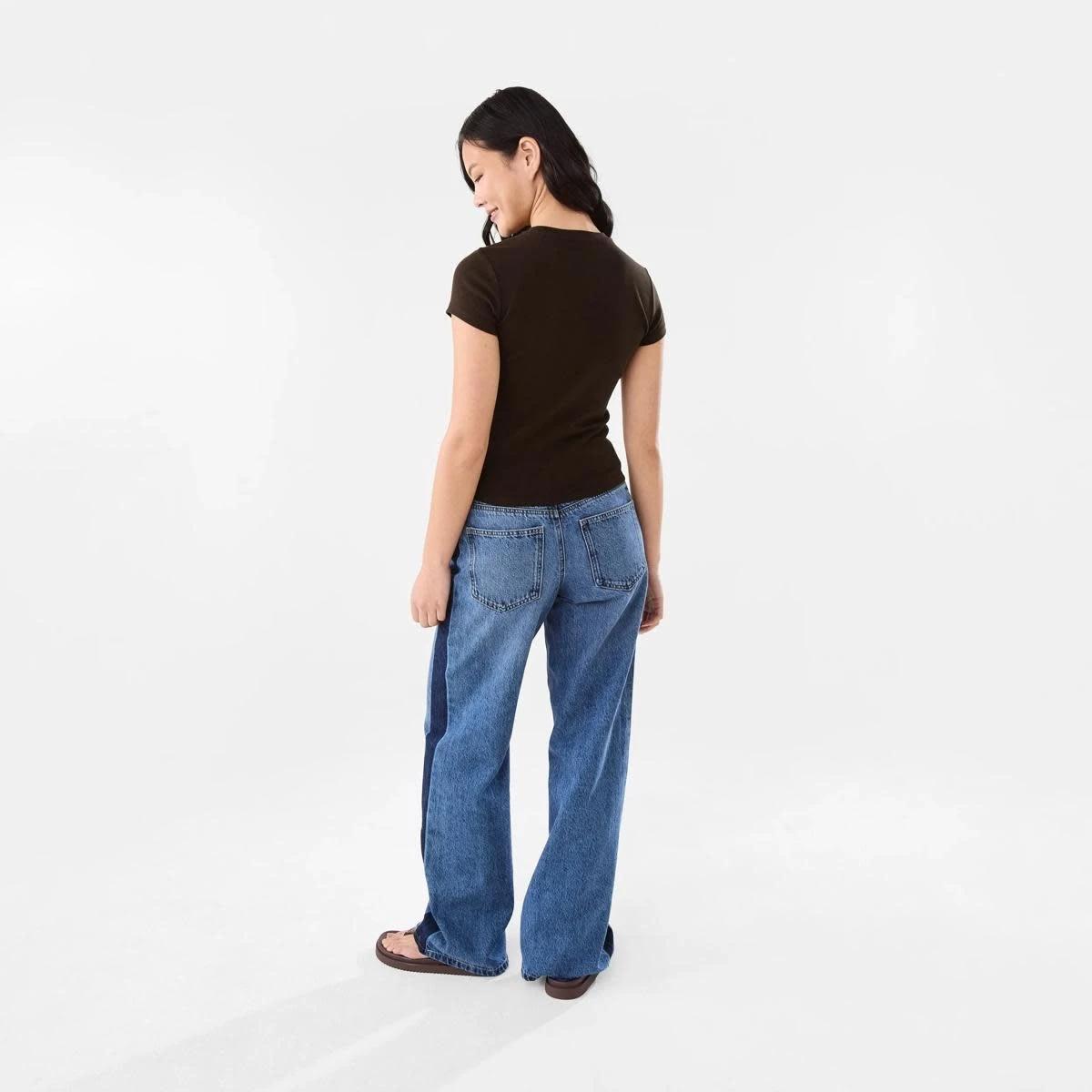 6 Side Stripe Wide Leg Jeans MID WASH, 6 of 10