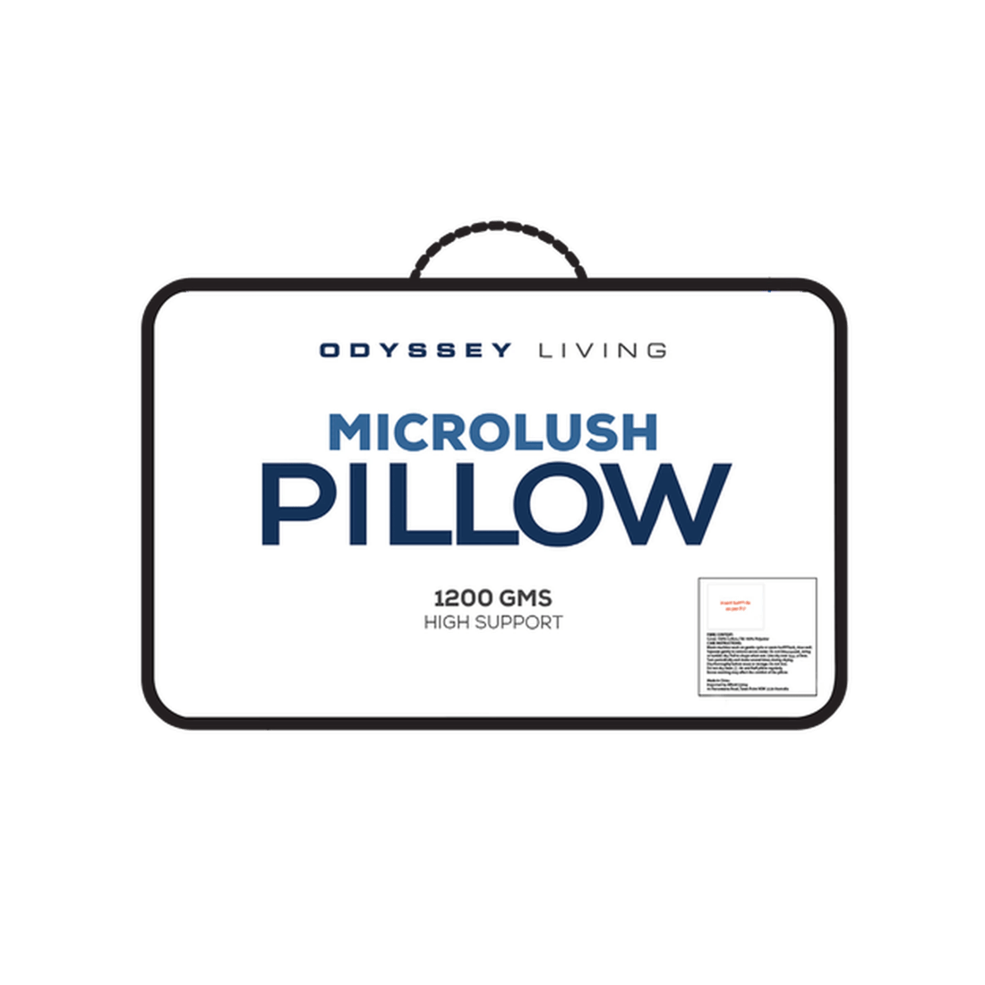 2 Odyssey Living Microlush Pillow 45 x 70 cm, 1200gsm Microfibre Fill, 100% Cotton Japara Cover - White, 2 of 3