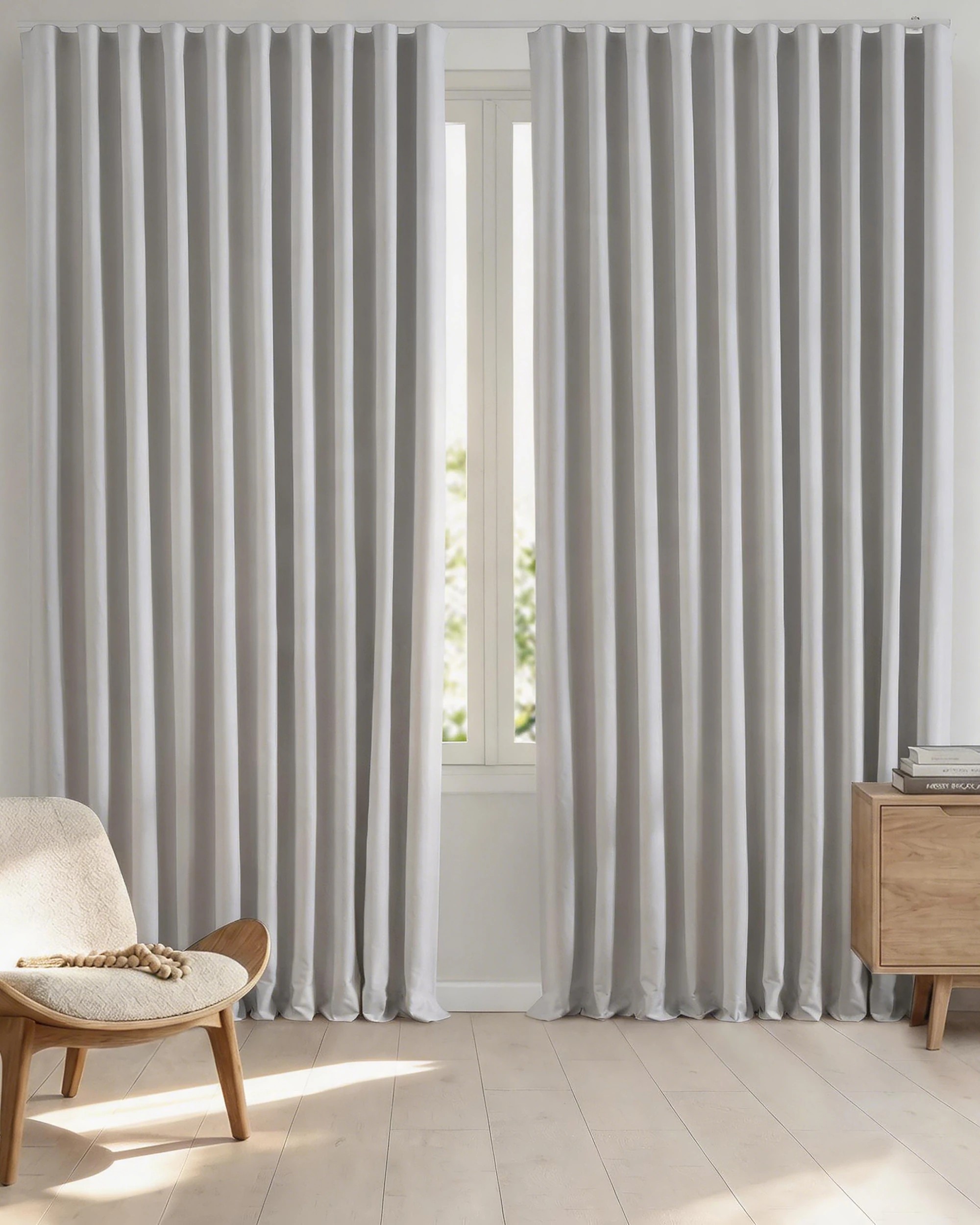 2 Sherwood Alva Faux Linen Blockout S-Fold Curtain 385x280cm - Fits 220cm Track - White, 2 of 7
