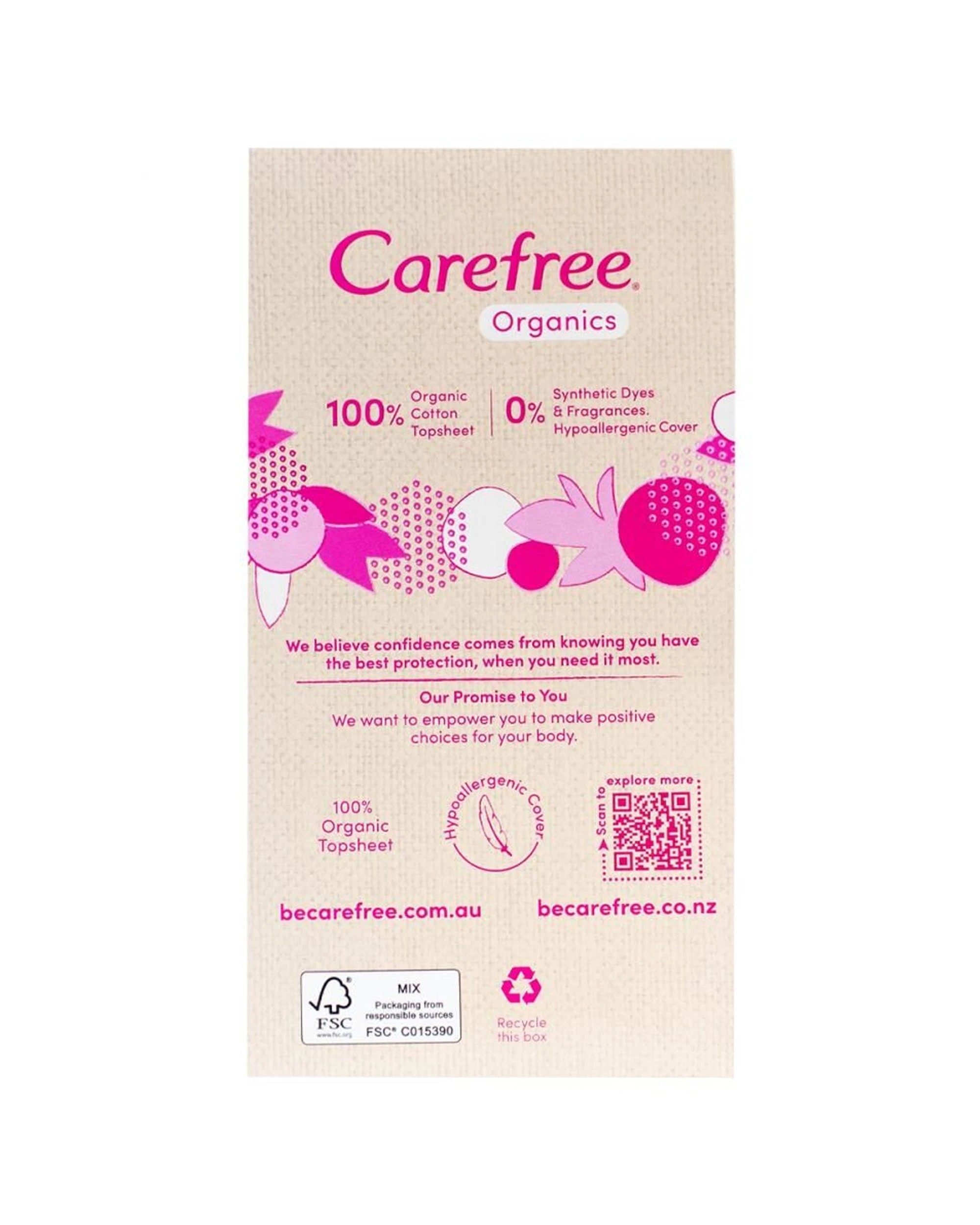 3 Carefree 20PK Organic Cotton Topsheet Unscented Liners Breathable Backing - White, 3 of 5