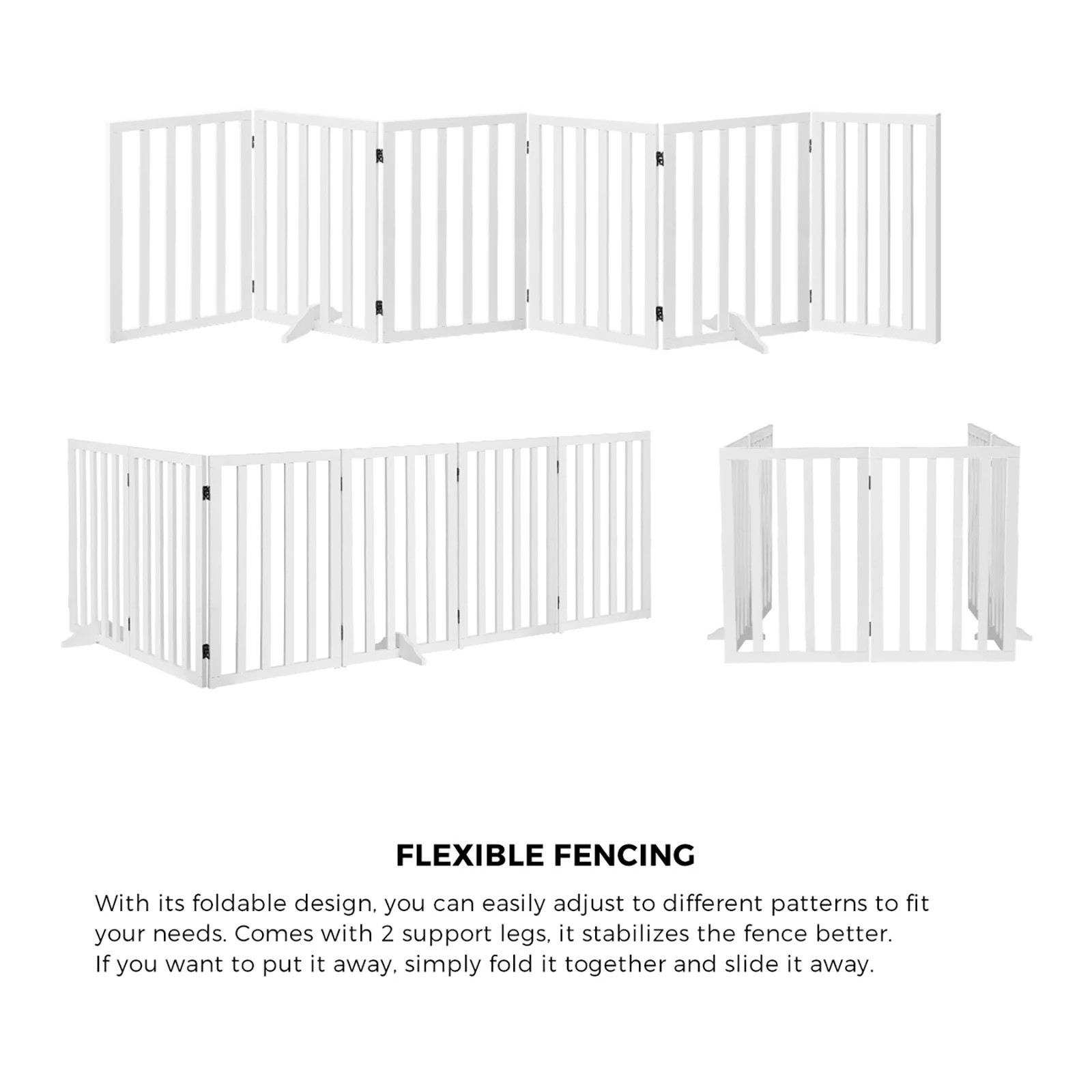 6 Alopet Wooden Pet Gate Dog Fence Safety Stair Barrier Security Door 6-Panel 80cm - White, 6 of 10