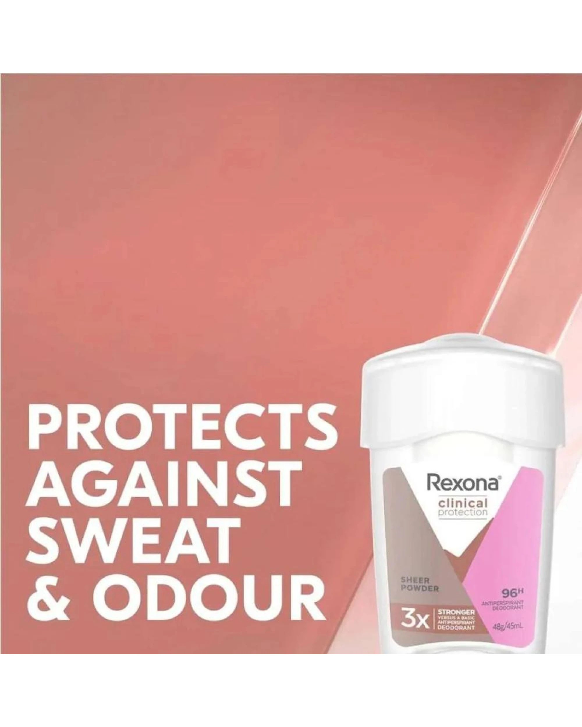 4 6 x Rexona Clinical Protection 96H Sheer Powder Antiperspirant Cream Deodorant 45mL, 4 of 5