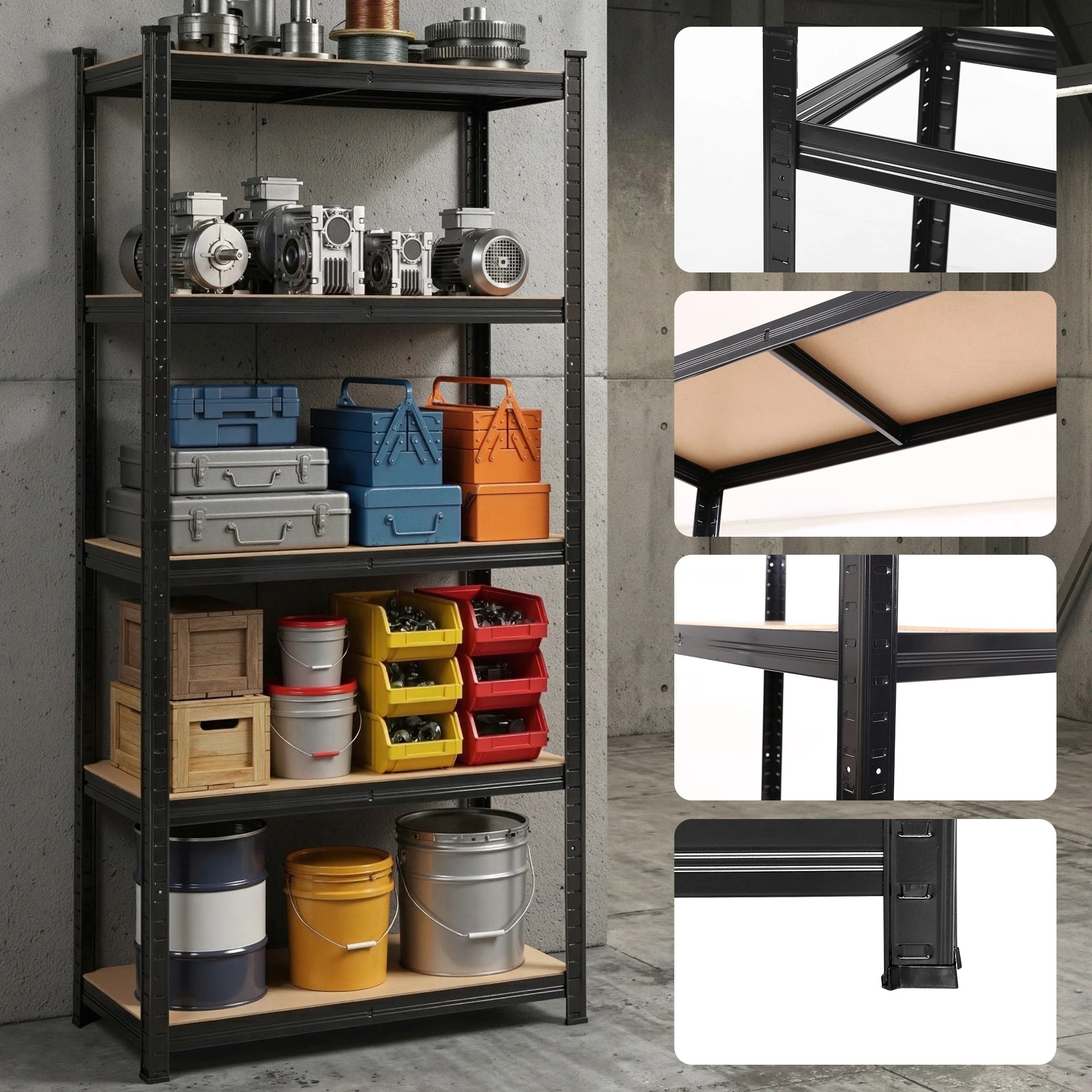 7 Giantz 2-Rack Garage Shelving 1.5X0.7m Warehouse Shelves Storage Rack Pallet Racking - Black, 7 of 8