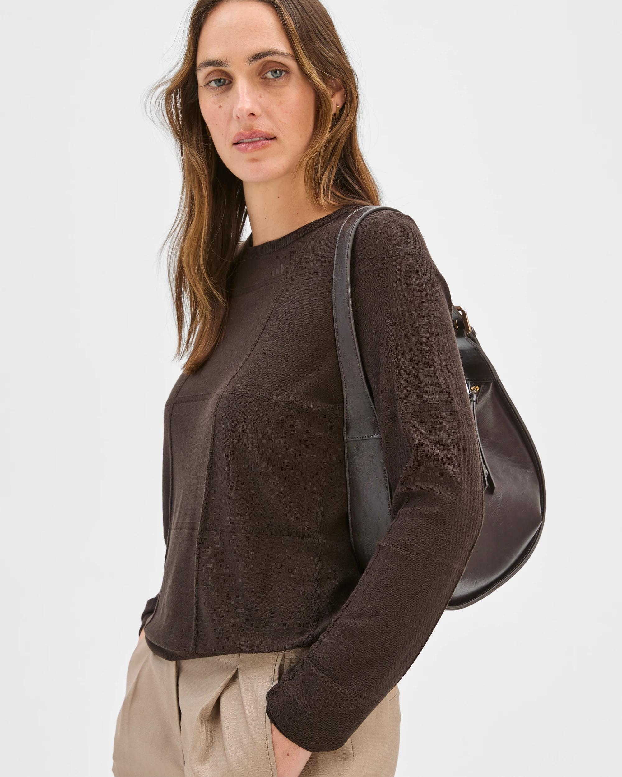 4 Preview Windowpane Knit Jumper COFFEE BEAN, 4 of 7
