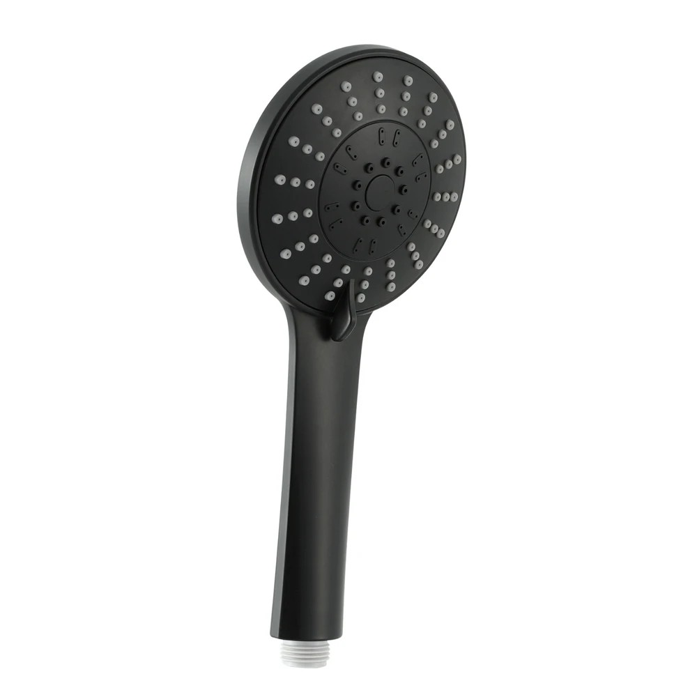 1 Handheld Shower Head 4.5" High Pressure 5 Modes Poweful Round - Black, 1 of 1
