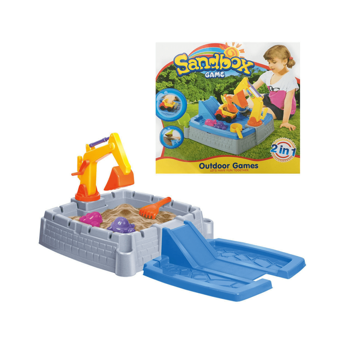 1 Lenoxx Kids Sandpit Toys Set With Truck Ramp Slide Outdoor Play 3 Plus - Grey, 1 of 5