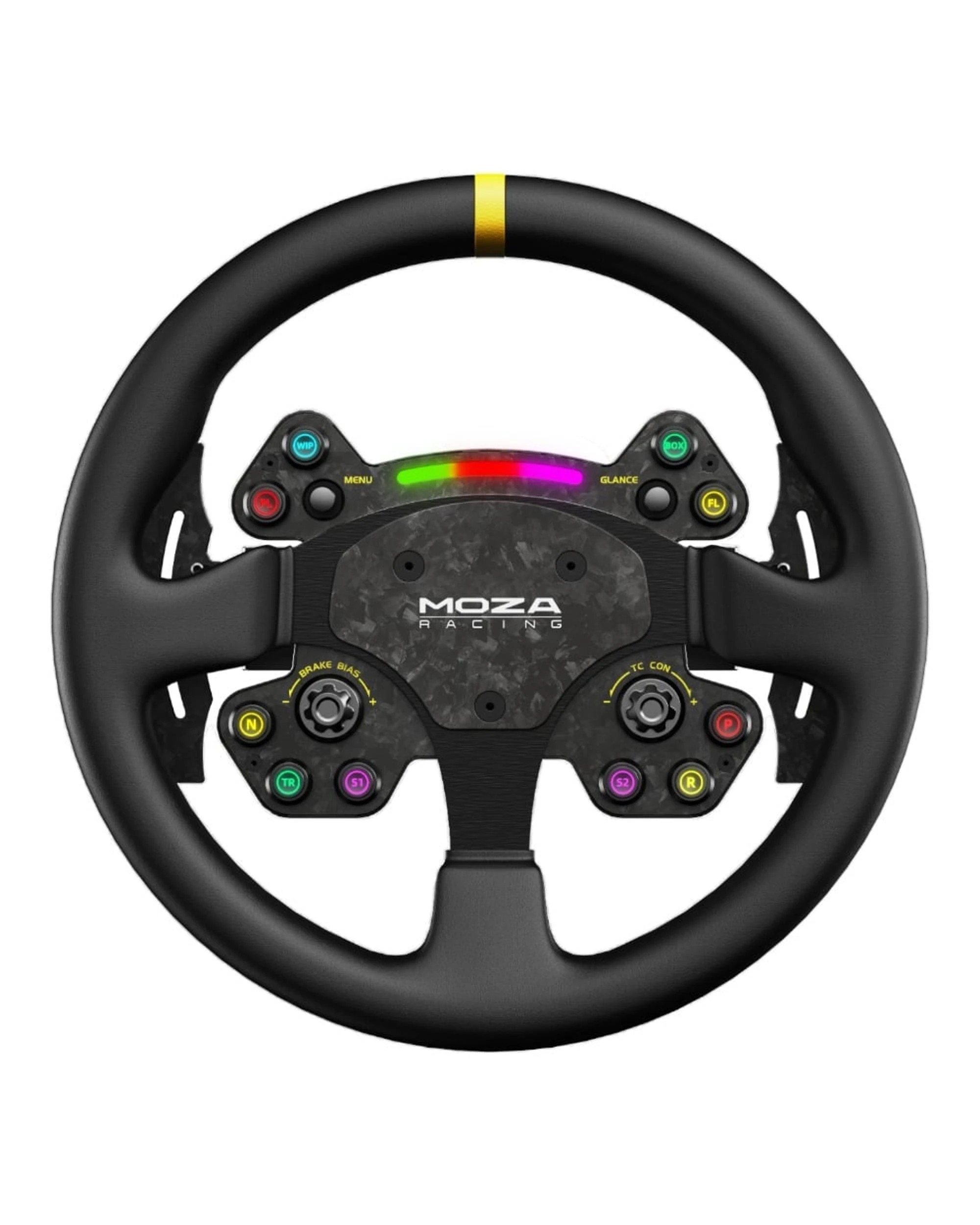 1 Moza Racing RS V2 Round Leather Steering Wheel - Black, 1 of 5